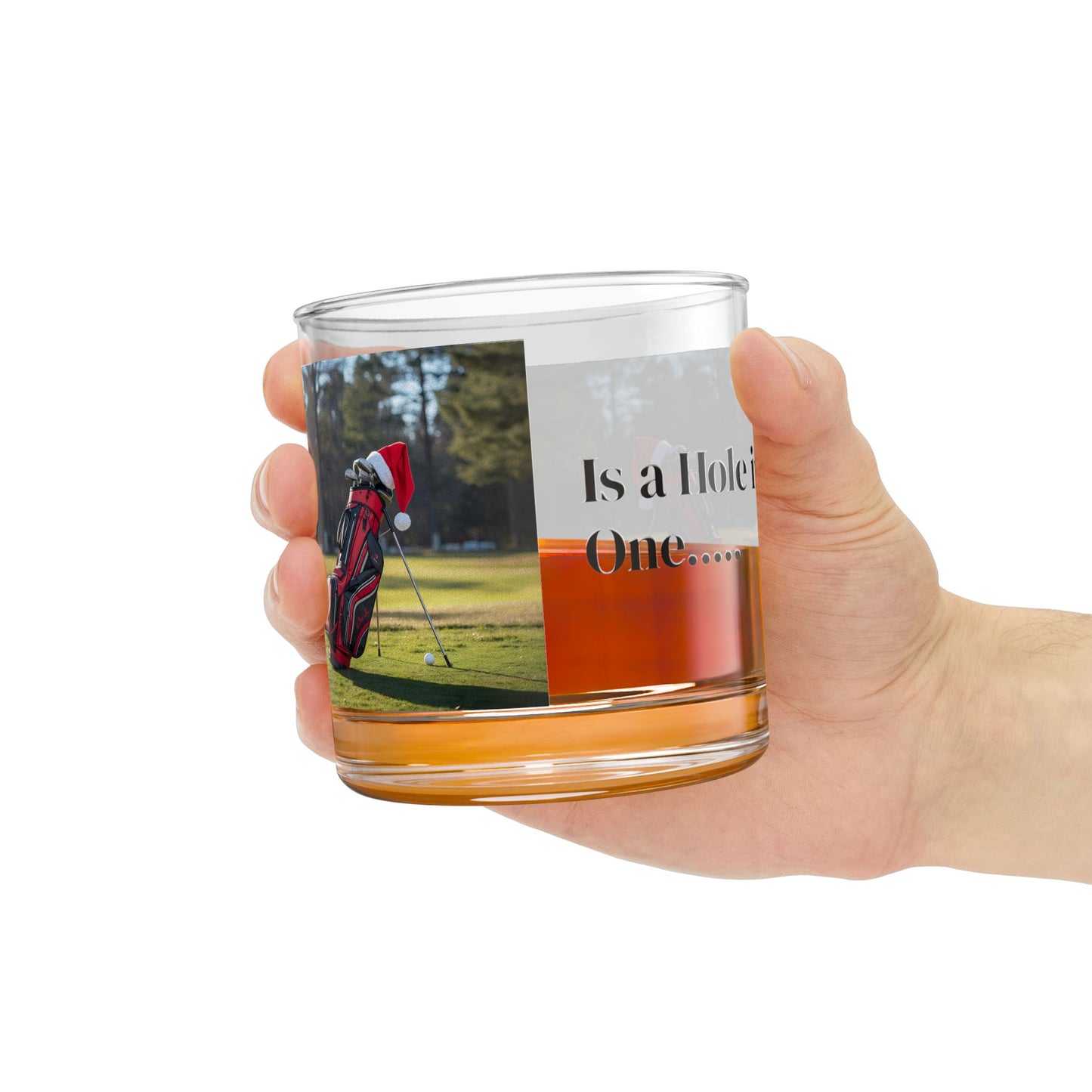 Festive Golf Rocks Glass, 10oz | Holiday Gift,  Christmas Cocktail Glass, Golfer's Gift Idea, Fun Barware