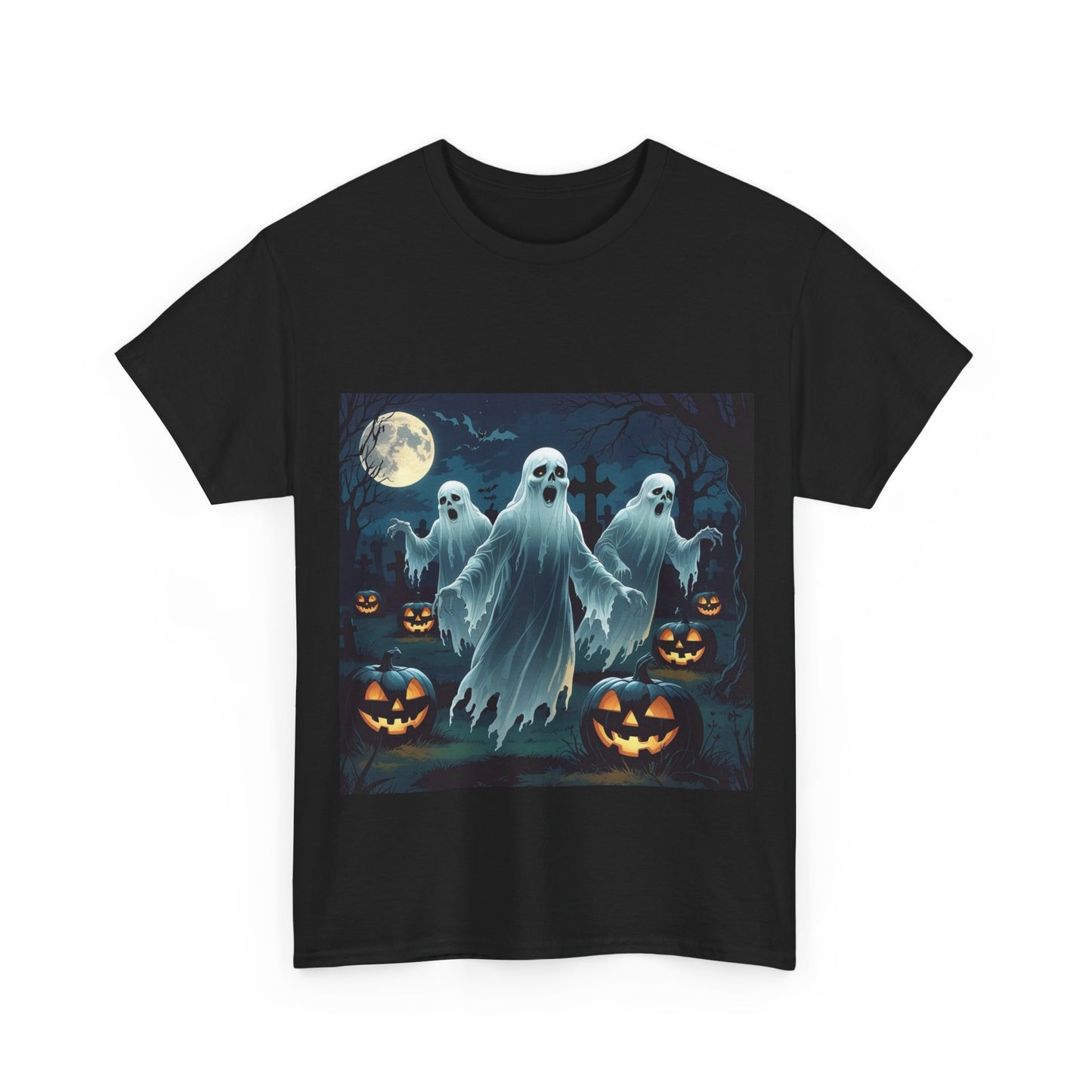 Spooky Halloween Ghost Tee, Unisex Cotton Shirt, Halloween Costume, Fall Fashion, Ghost Graphic Tee, Trick or Treat Apparel