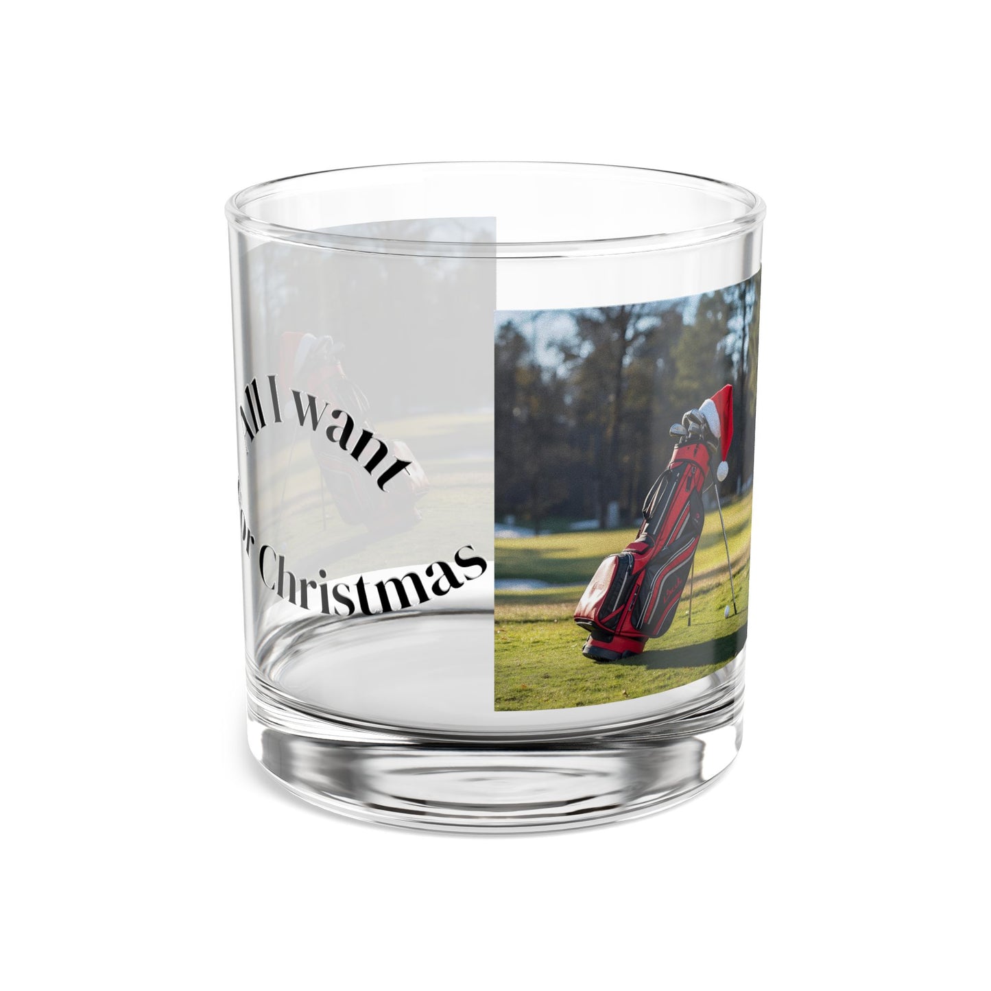 Festive Golf Rocks Glass, 10oz | Holiday Gift,  Christmas Cocktail Glass, Golfer's Gift Idea, Fun Barware