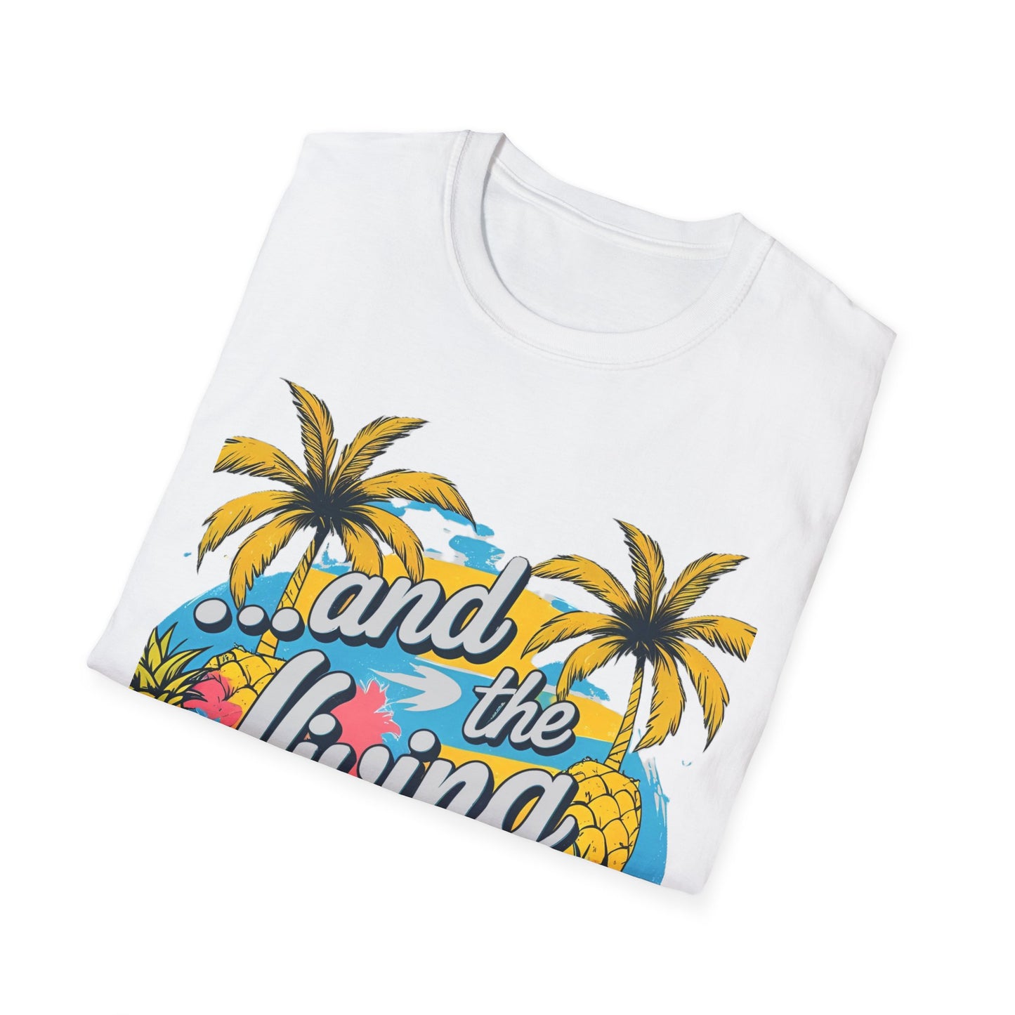 Easy Living Tropical T-Shirt | Unisex Softstyle Tee | Summer Vibes Shirt, Vacation Wear, Gifts for Men and Women, Beach Apparel
