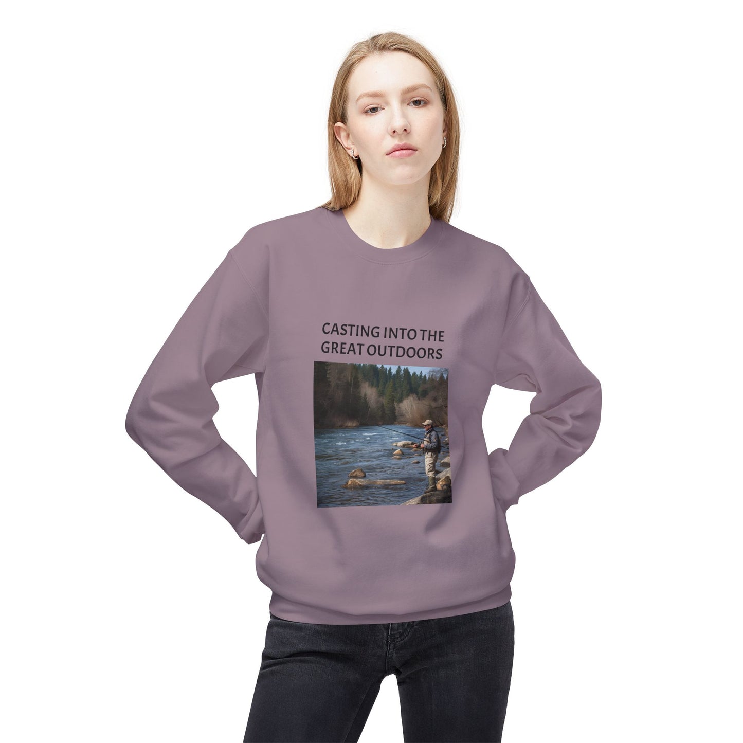 Sweat-shirt ras du cou Aventure de pêche en plein air - Cadeau douillet pour les amoureux de la nature, les passionnés de pêche, vêtement de plein air, sweat-shirt décontracté