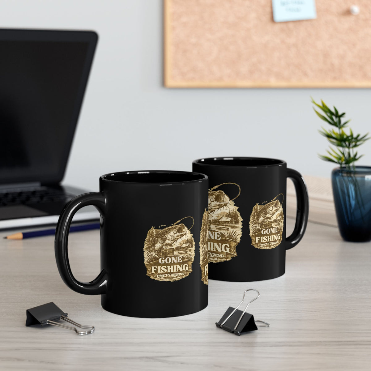 Gone Fishing Sepia Vintage Tasse