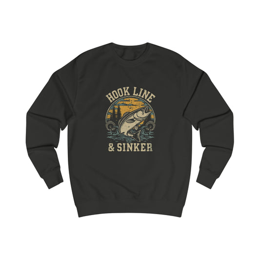 Fishing Themed Unisex Sweatshirt, Hook Line & Sinker Apparel, Cozy Gift for Anglers, Casual Outdoor Wear, Perfect for Birthdays & Holidays