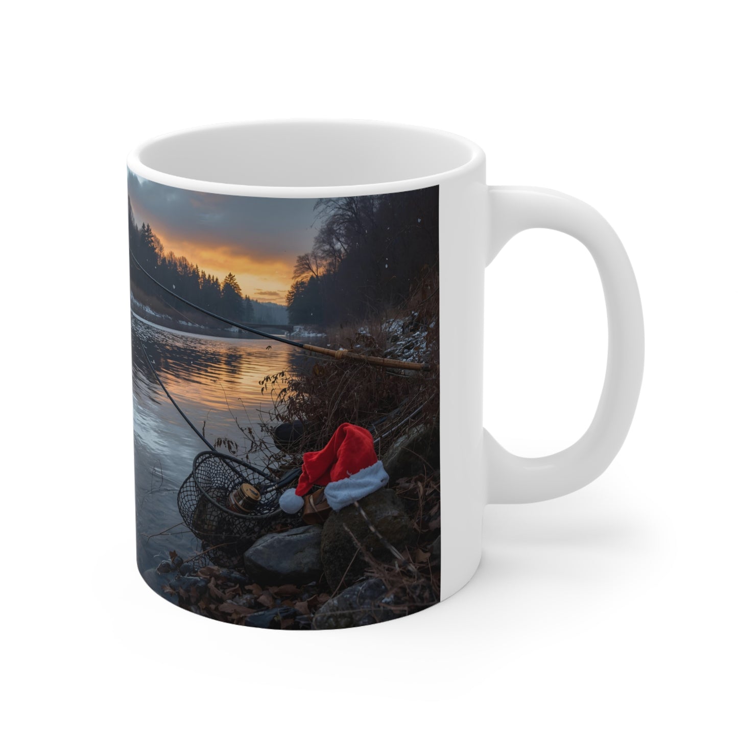 Ceramic Fishing Mug - All I Want for Christmas Mug - Holiday Gift, Festive Kitchen Decor, Xmas Present