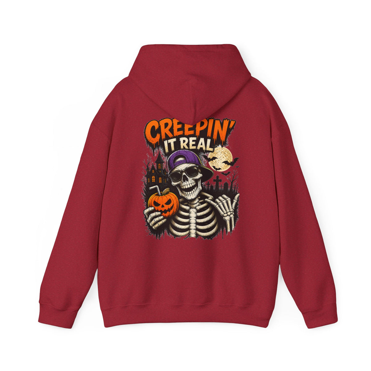 Creepin’ It Real Halloween Hoodie – Unisex Skeleton Graphic Hoodie