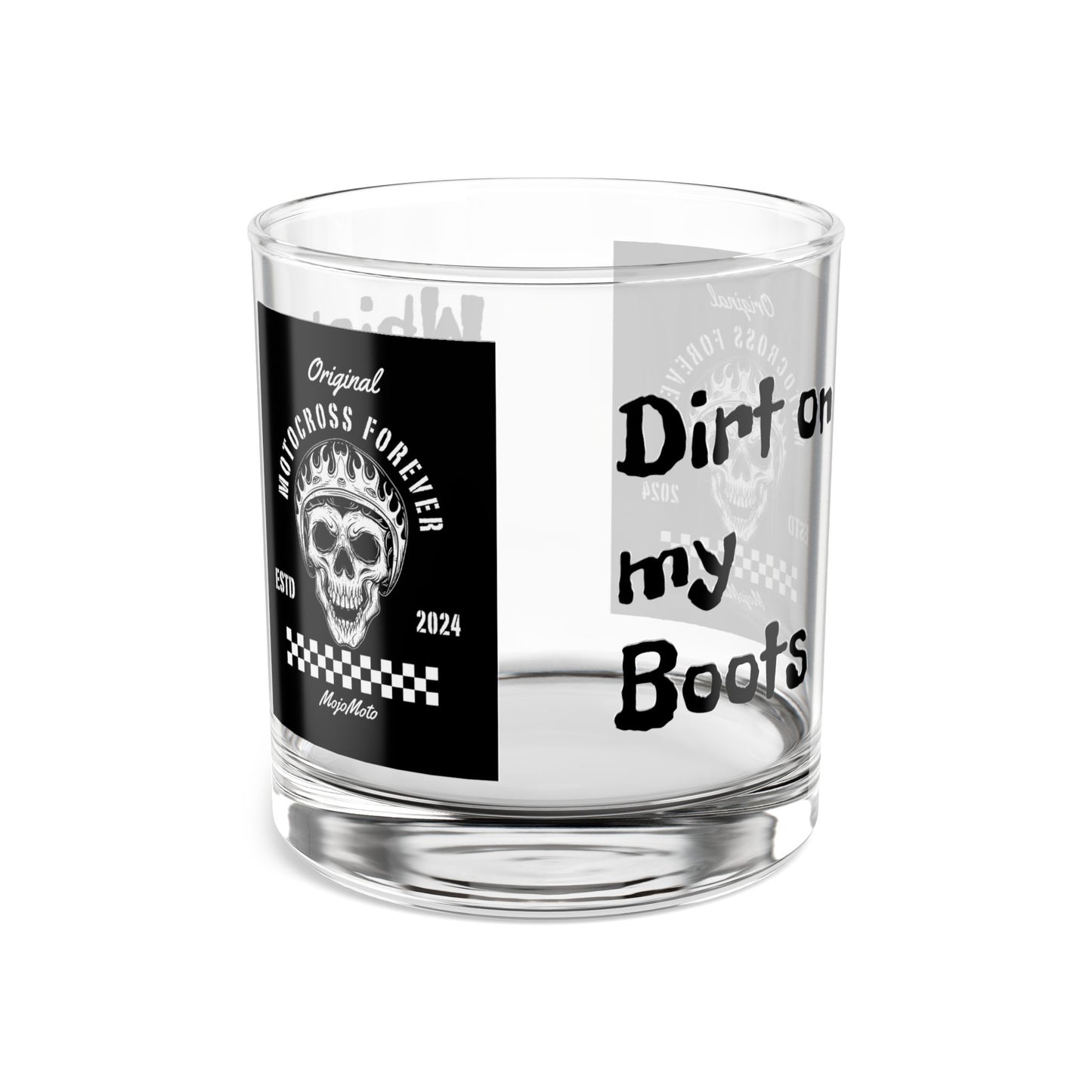 Motorcross Whiskey Rocks Glass - 10oz - Perfect for Riders and Enthusiasts Alike