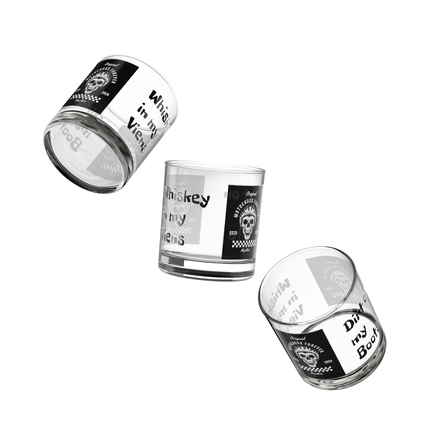 Motorcross Whiskey Rocks Glass - 10oz - Perfect for Riders and Enthusiasts Alike