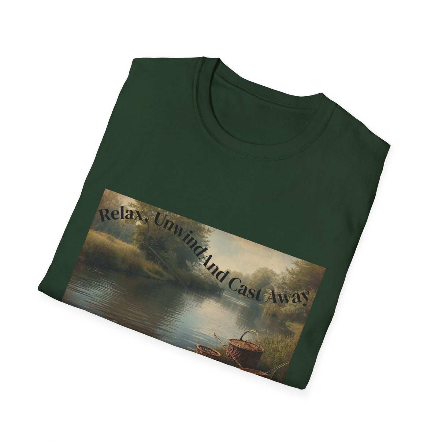 Relax, Unwind, and Cast Away Unisex T-Shirt - Perfect for Nature and Angling Enthusiasts, Gifts for Friends, Casual Wear, Outdoor Adventures