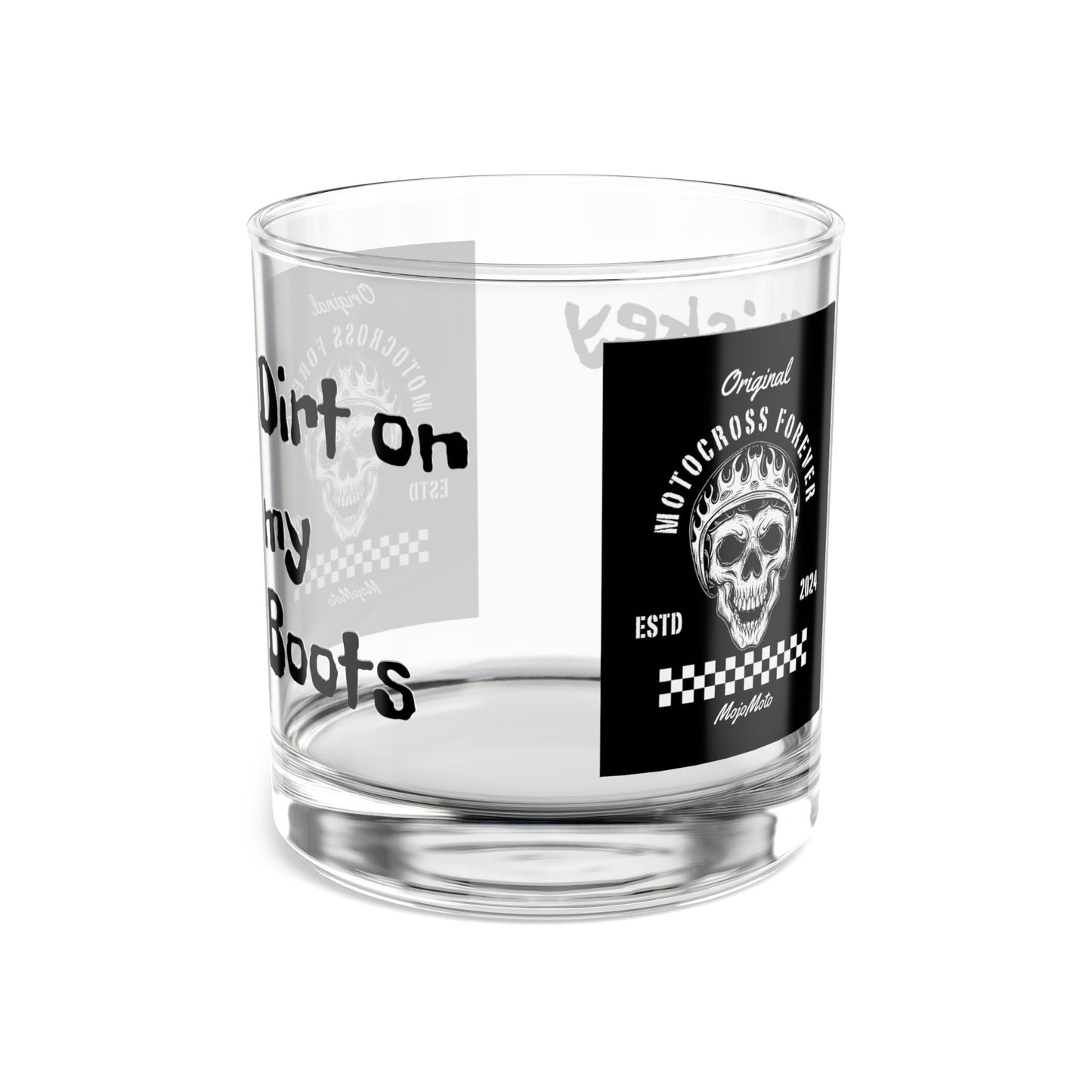 Motorcross Whiskey Rocks Glass - 10oz - Perfect for Riders and Enthusiasts Alike