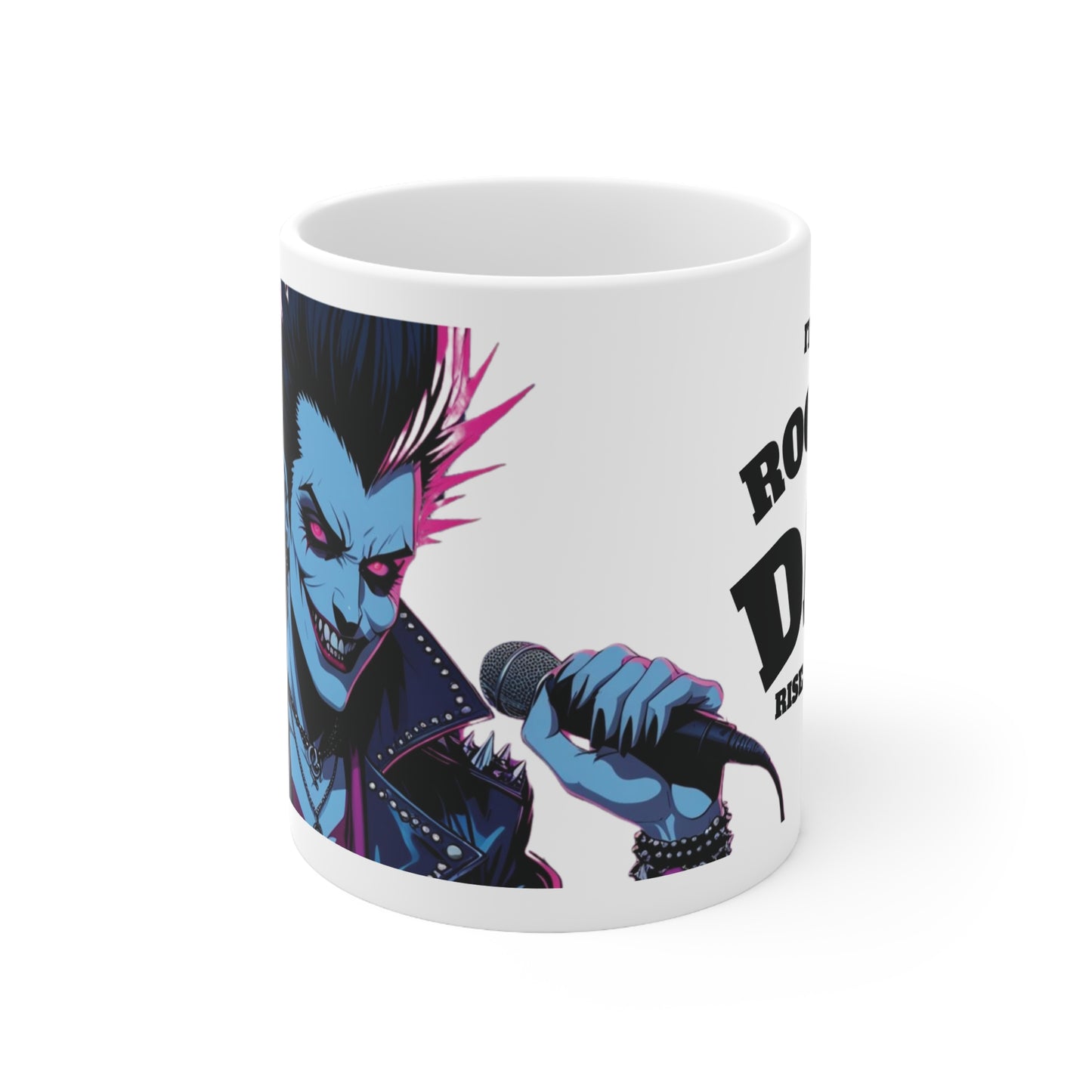 Rock & Roll Monster Coffee Mug - 11oz, 15oz, Punk Rock Gift, Halloween Decor, Music Lover's Drinkware, Gift for Him/Her