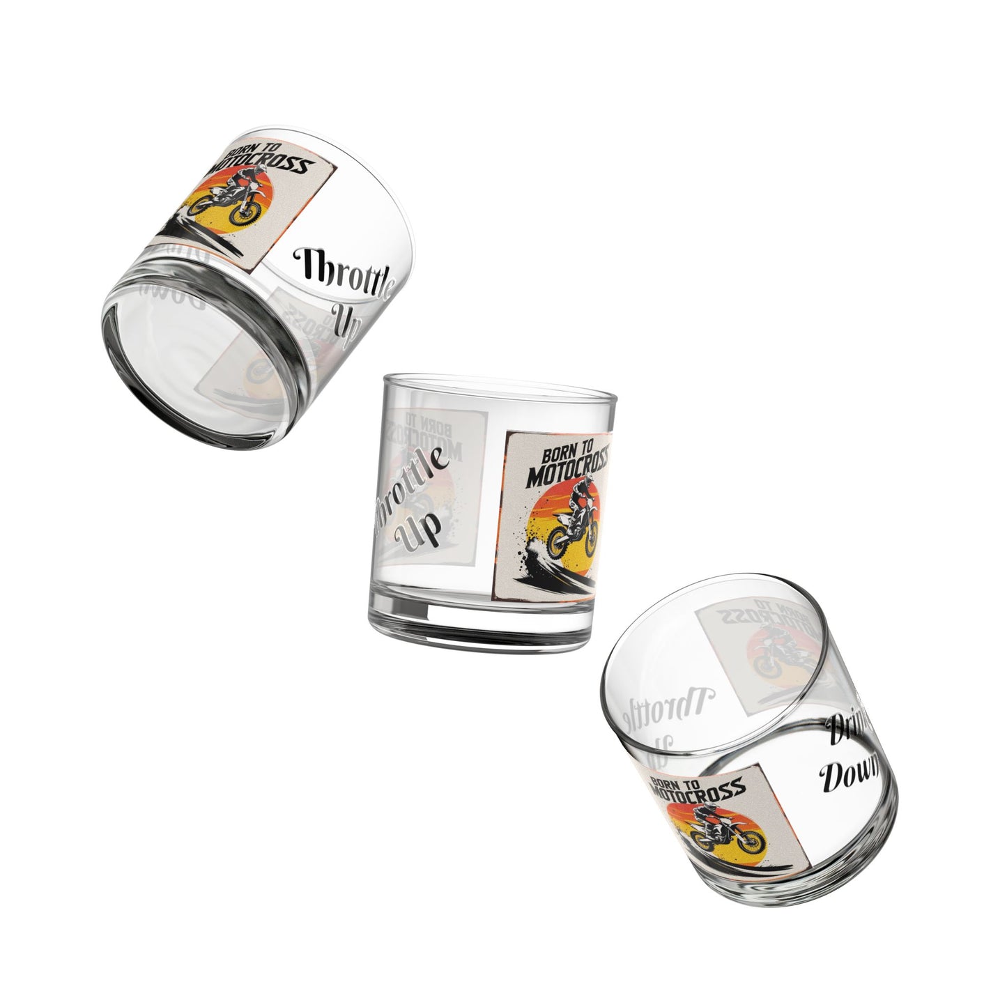 Motocross Rocks Glass - (Whiskey) Throttle Up Design