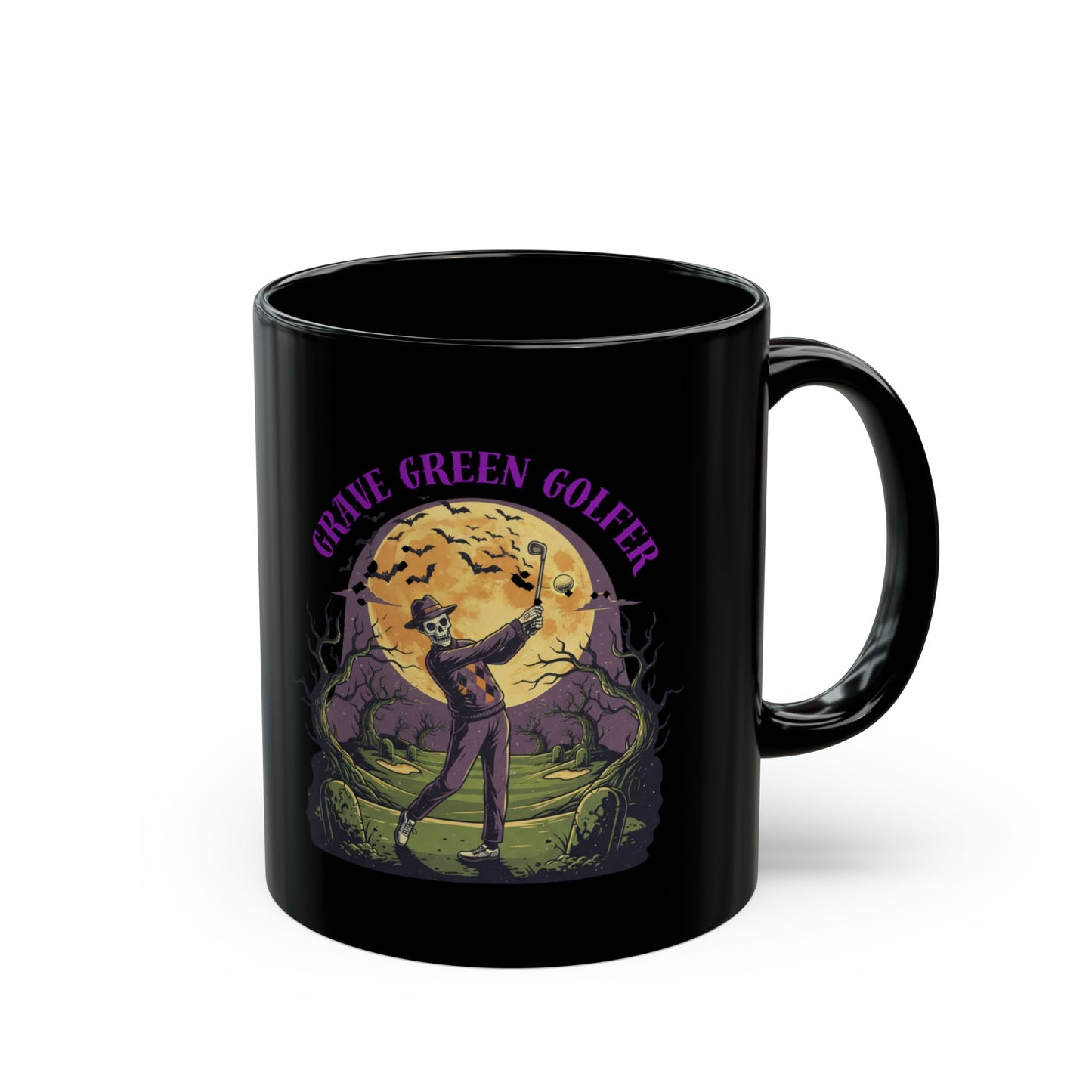 Grave Green Golfer Halloween Black Mug