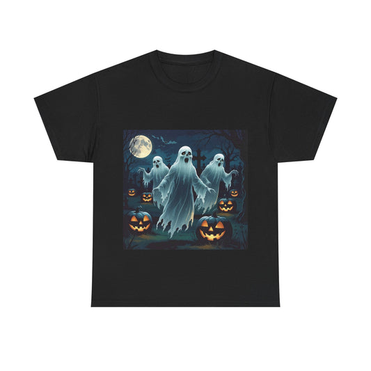 Spooky Halloween Ghost Tee, Unisex Cotton Shirt, Halloween Costume, Fall Fashion, Ghost Graphic Tee, Trick or Treat Apparel