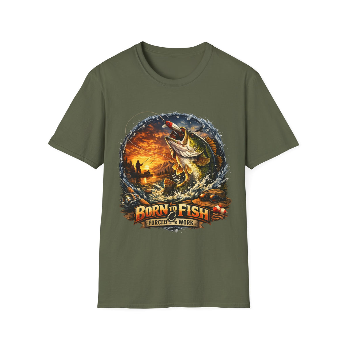 Born to Fish Forced to Work T-Shirt β Fishing Graphic Tee