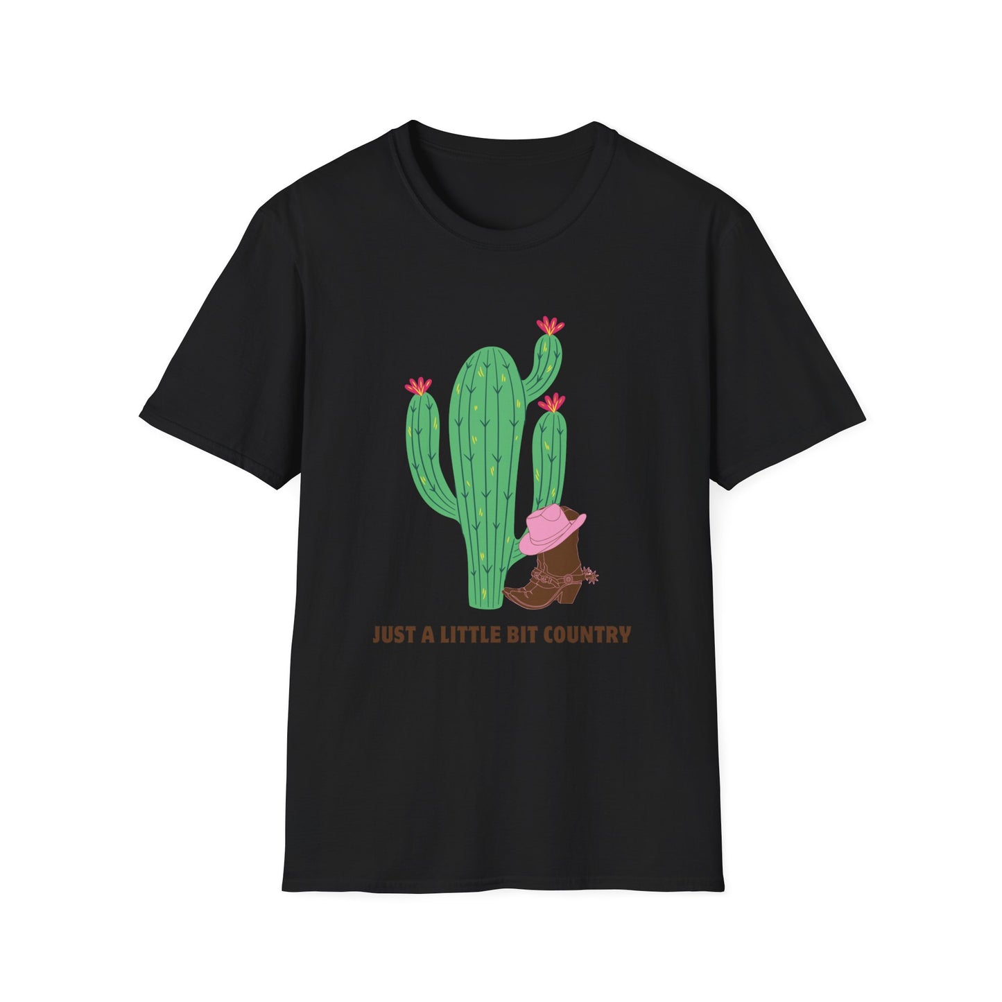 Just a Little Bit Country Cactus Unisex T-Shirt | Cute Cactus Design, Casual Wear, Gifts for Country Lovers, Southern Style Tee