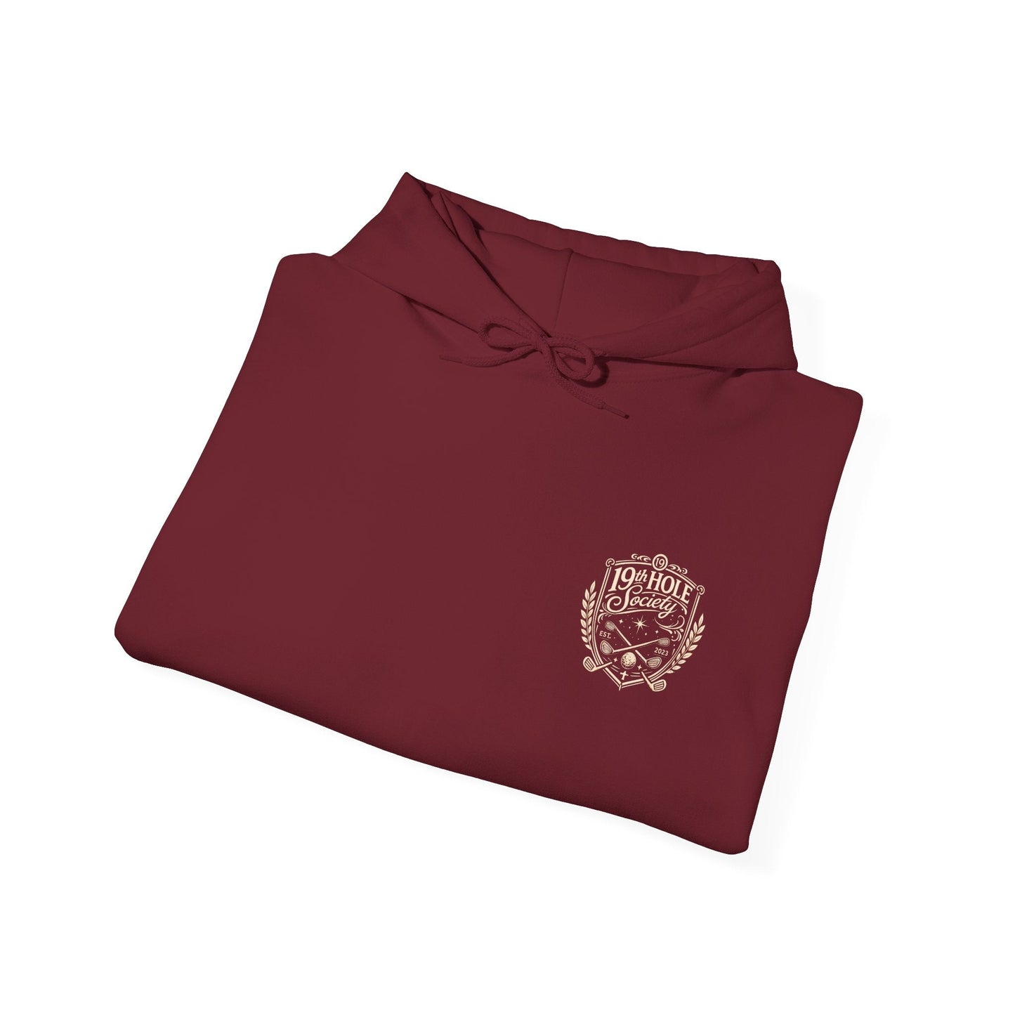 19th Hole Society Golf Hoodie | Vintage Crest Golf Club Hoodie | Premium Front & Back Design - SJM Print Store