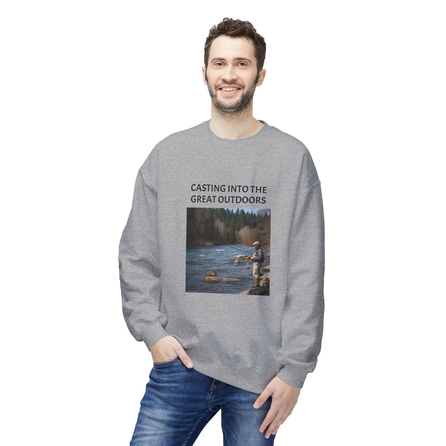 Outdoor Fishing Adventure Crewneck Sweatshirt - Cozy Gift for Nature Lovers, Fishing Enthusiasts, Outdoor Apparel, Casual Sweatshirt