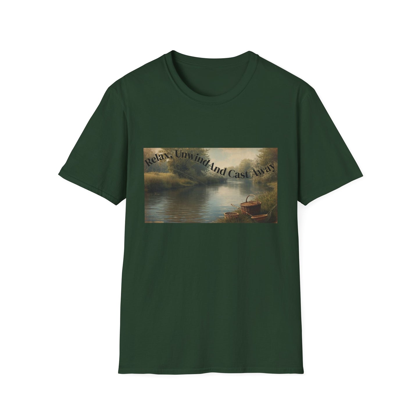 Relax, Unwind, and Cast Away Unisex T-Shirt - Perfect for Nature and Angling Enthusiasts, Gifts for Friends, Casual Wear, Outdoor Adventures