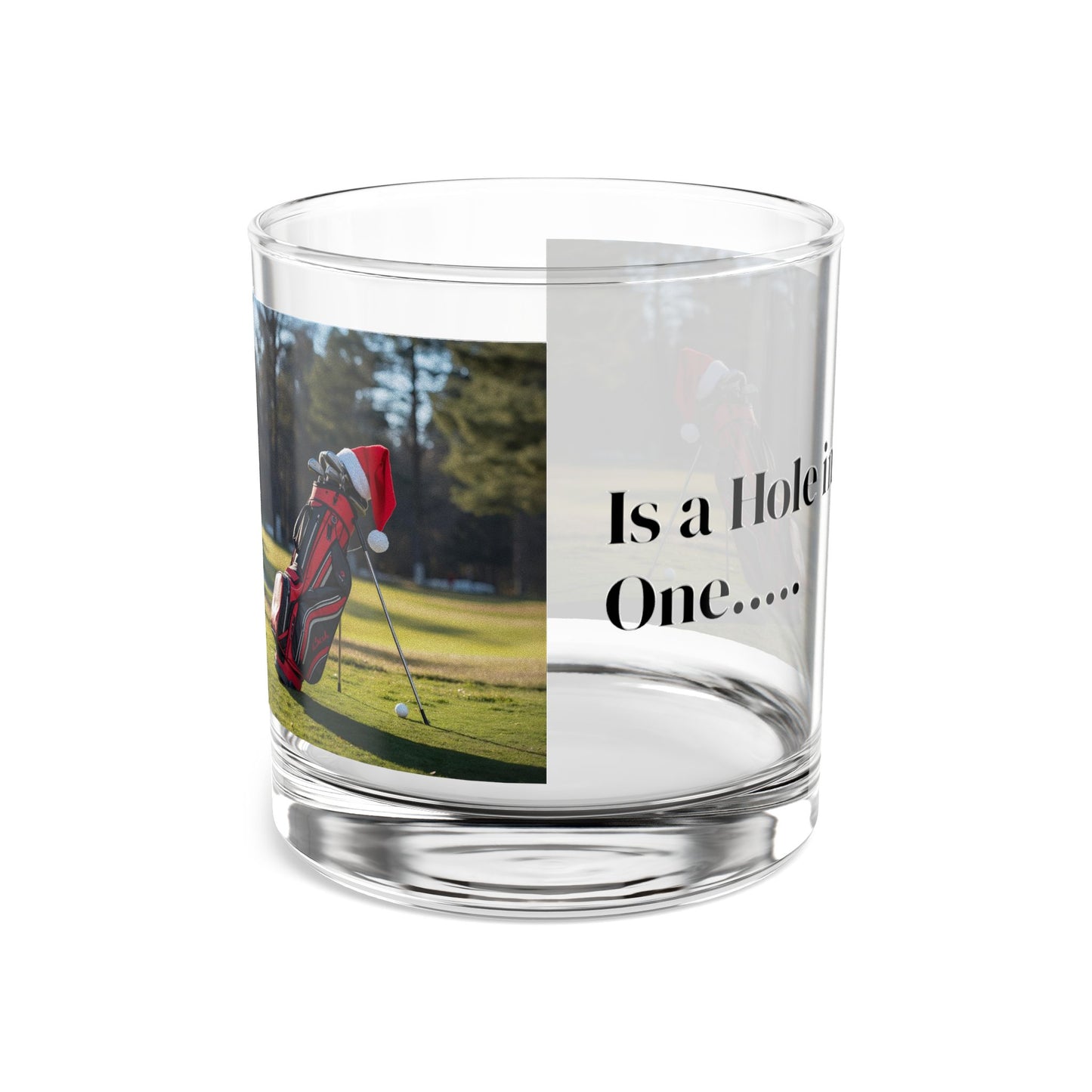 Festive Golf Rocks Glass, 10oz | Holiday Gift,  Christmas Cocktail Glass, Golfer's Gift Idea, Fun Barware