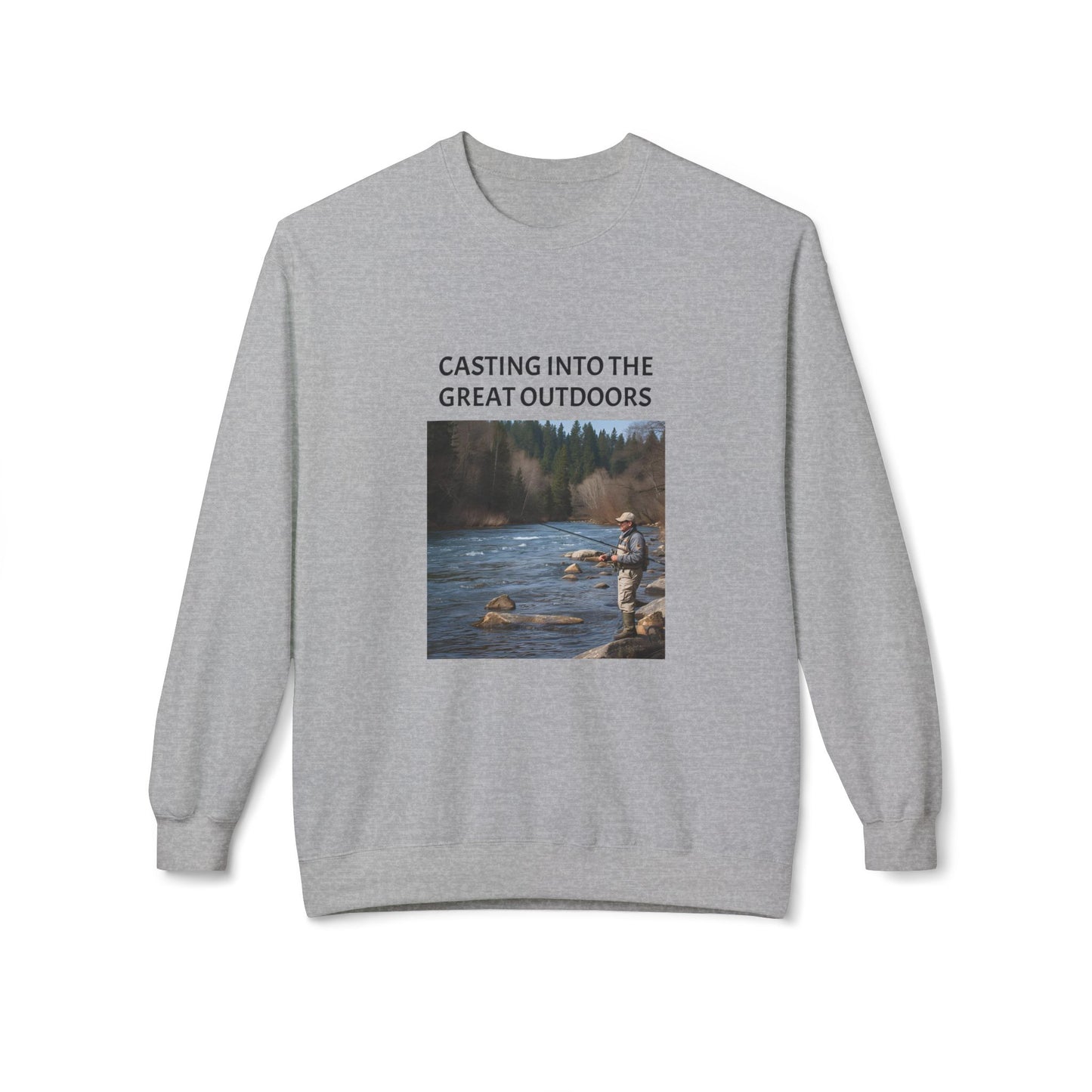 Outdoor Fishing Adventure Crewneck Sweatshirt - Cozy Gift for Nature Lovers, Fishing Enthusiasts, Outdoor Apparel, Casual Sweatshirt