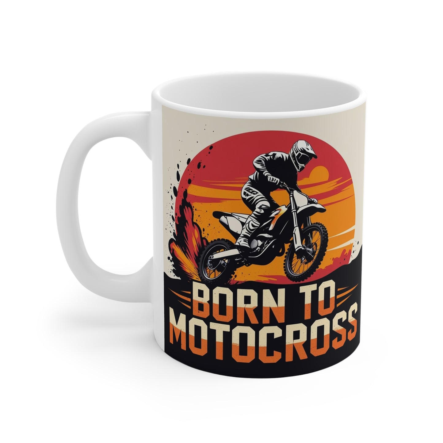 Motocross Mug - Born to Motocross Coffee or Tea Cup, Perfect Gift for Dirt Bike Lovers, Riders, Sports Fans, Birthday or Celebration