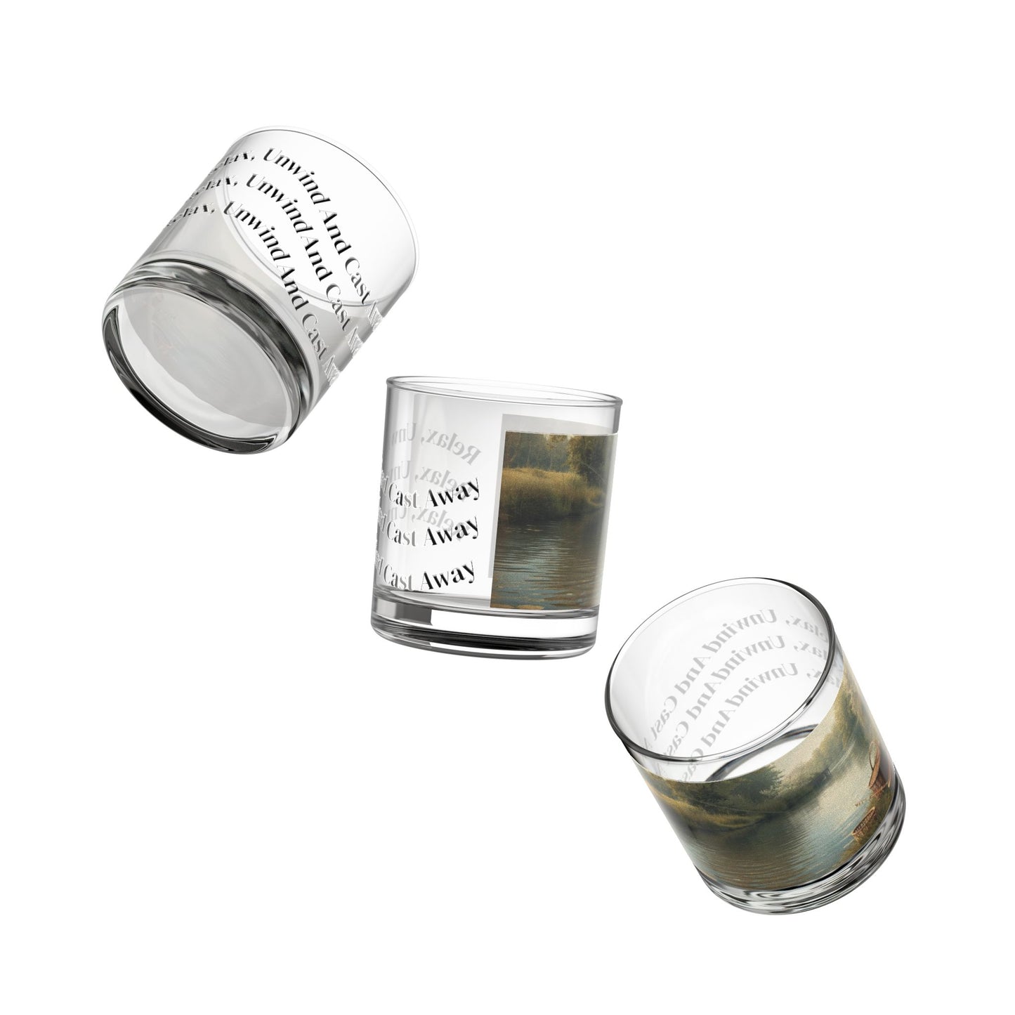 Fishing Rocks Glass,   Unwind and Cast Away ,  Perfect Gift for Home, Office, or Celebrations