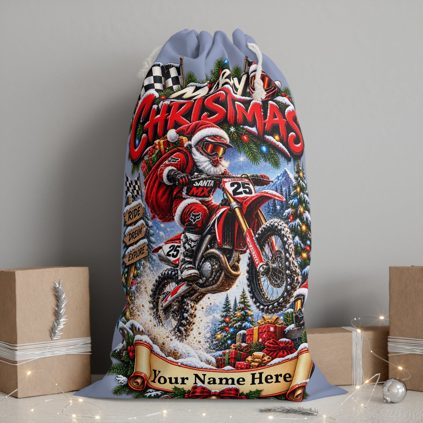 Personalised Motocross Christmas Sack β Santa MX Gift Sack