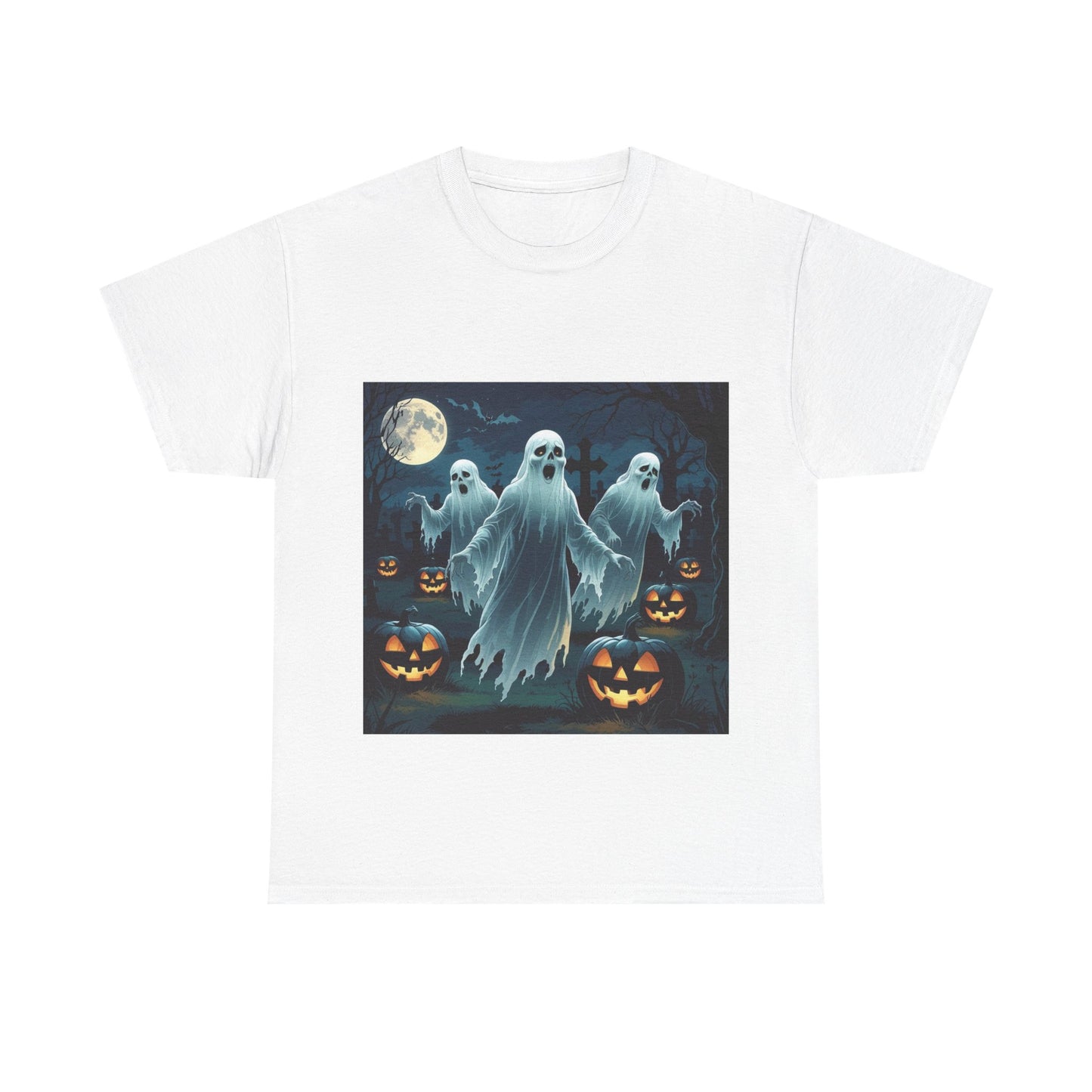 Spooky Halloween Ghost Tee, Unisex Cotton Shirt, Halloween Costume, Fall Fashion, Ghost Graphic Tee, Trick or Treat Apparel