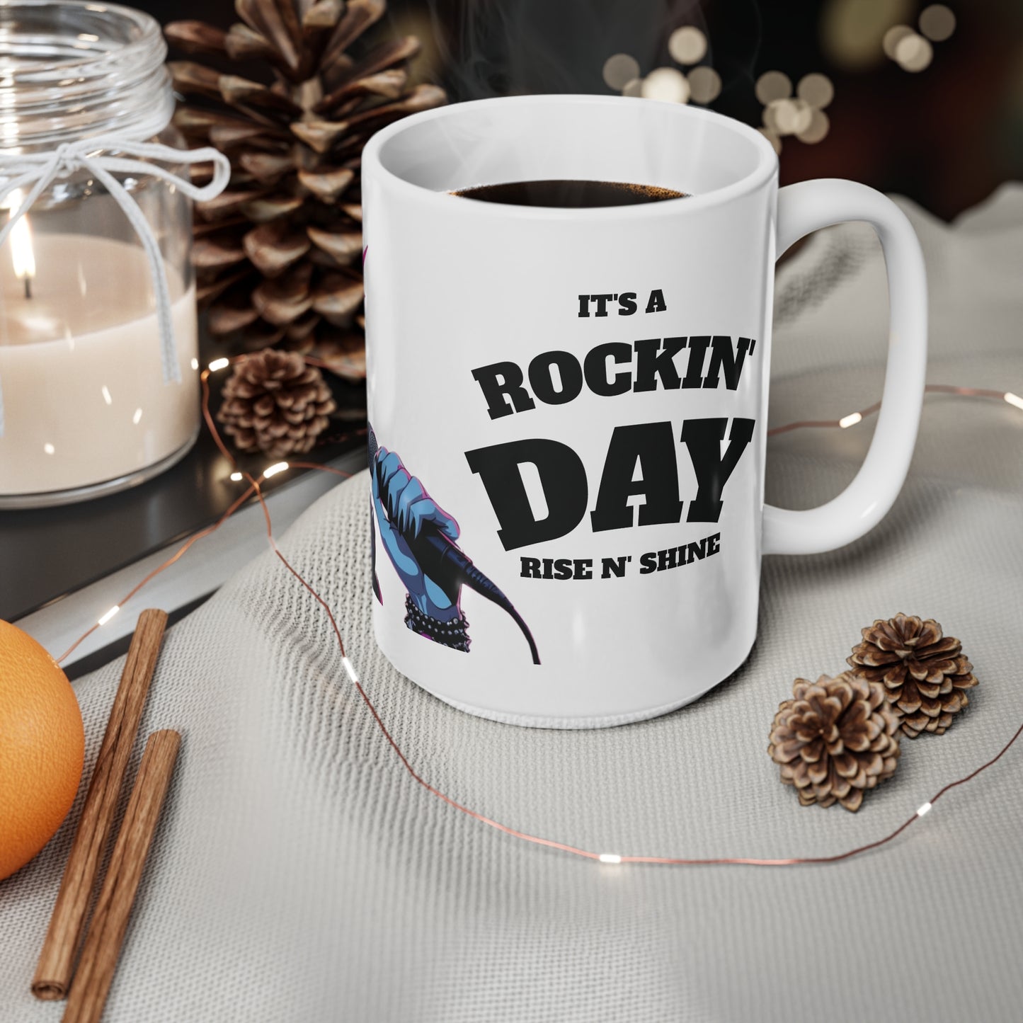 Rock & Roll Monster Coffee Mug - 11oz, 15oz, Punk Rock Gift, Halloween Decor, Music Lover's Drinkware, Gift for Him/Her