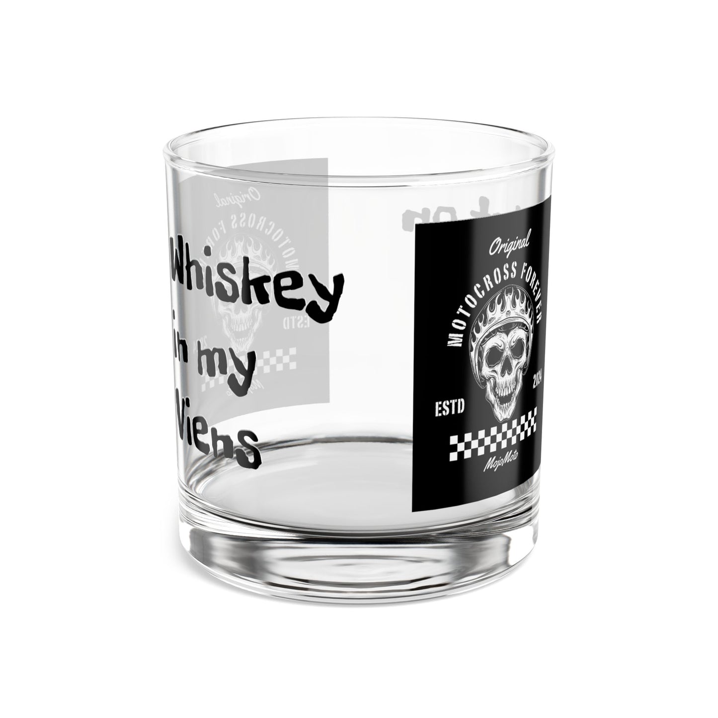Motorcross Whiskey Rocks Glass - 10oz - Perfect for Riders and Enthusiasts Alike