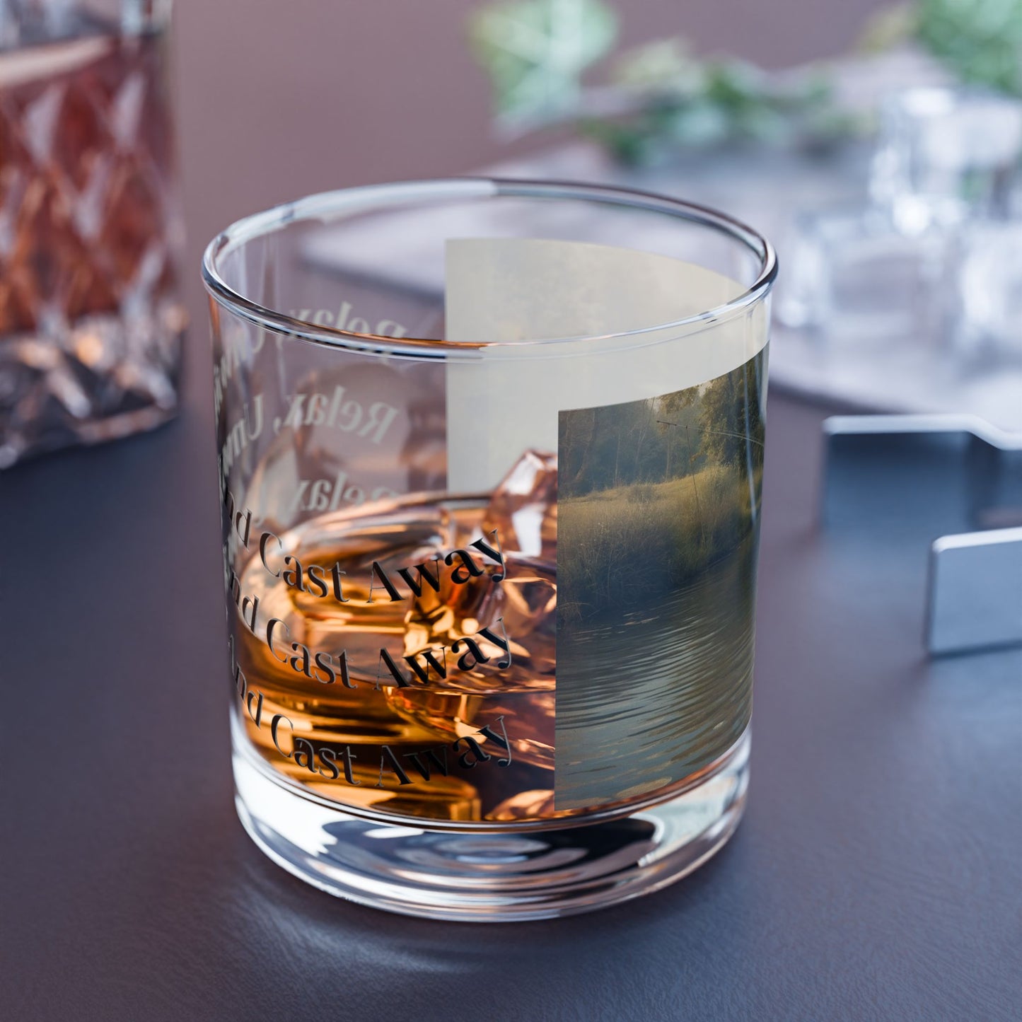 Fishing Rocks Glass,   Unwind and Cast Away ,  Perfect Gift for Home, Office, or Celebrations