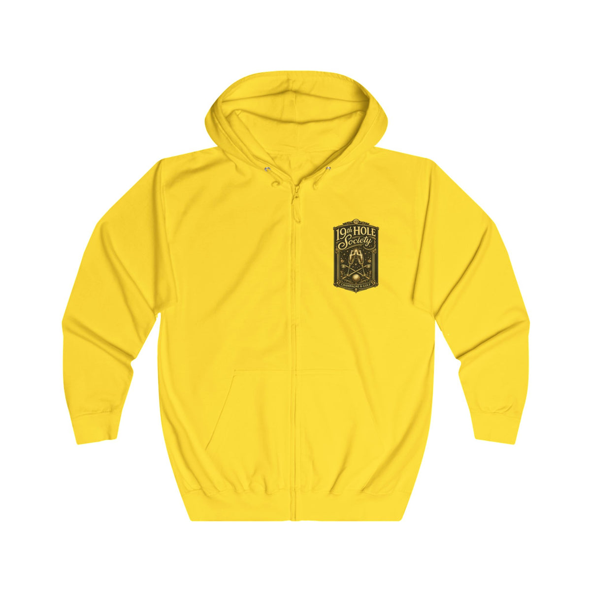 19th Hole Society Champagne and Golf Zip Hoodie
