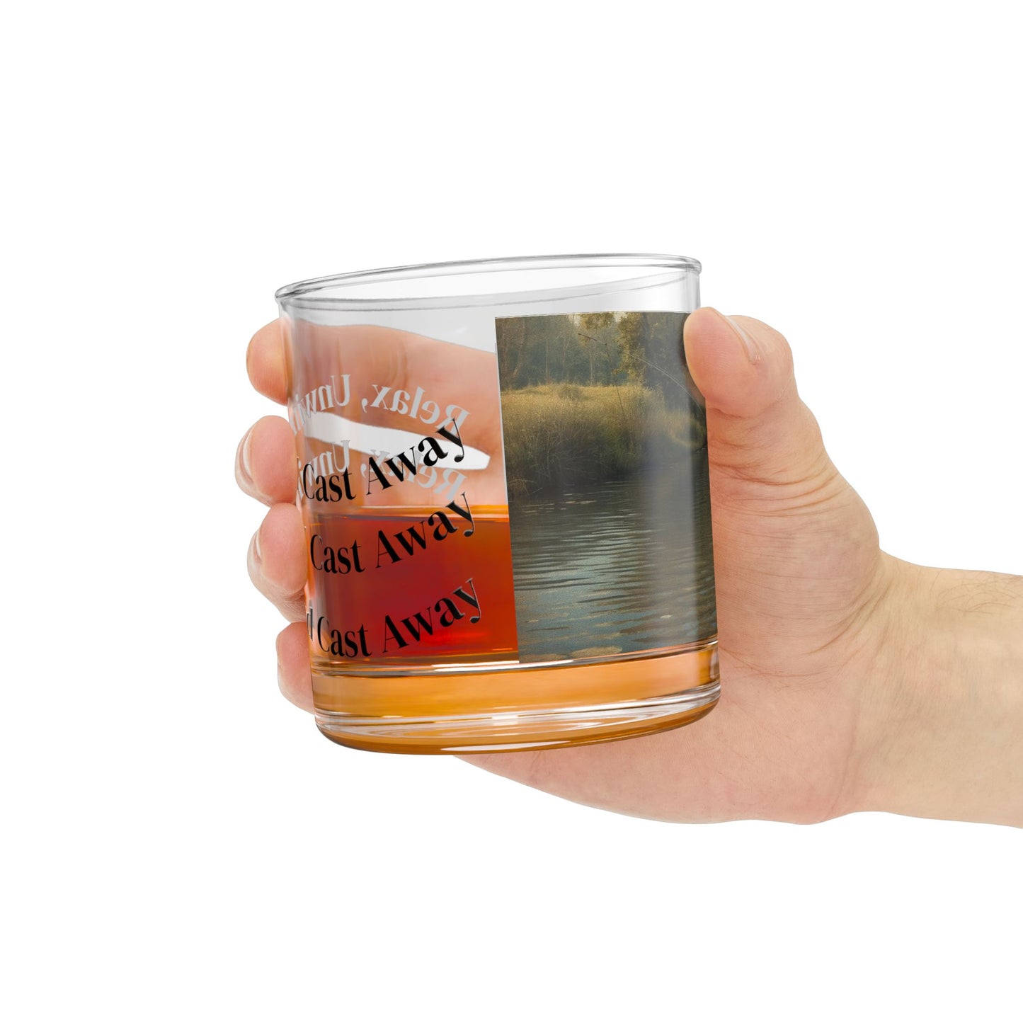 Fishing Rocks Glass,   Unwind and Cast Away ,  Perfect Gift for Home, Office, or Celebrations