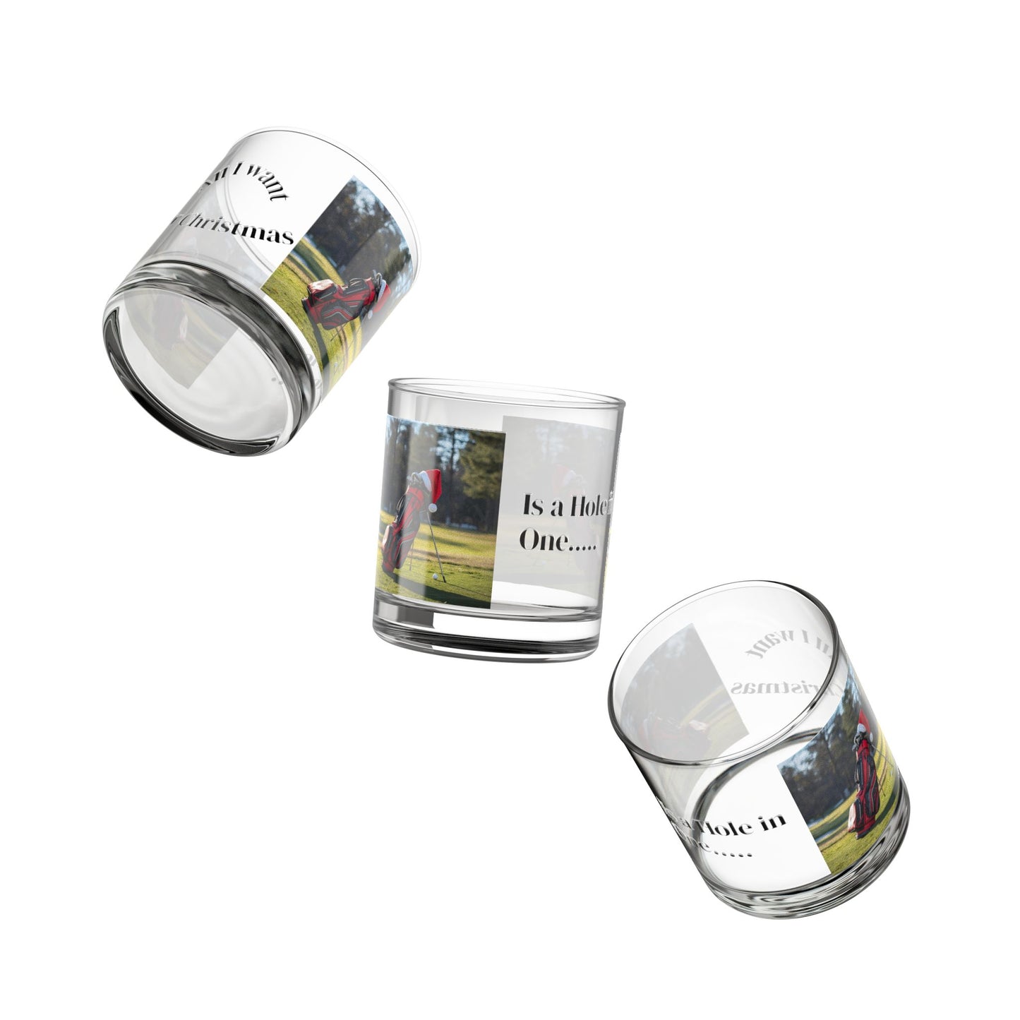 Festive Golf Rocks Glass, 10oz | Holiday Gift,  Christmas Cocktail Glass, Golfer's Gift Idea, Fun Barware