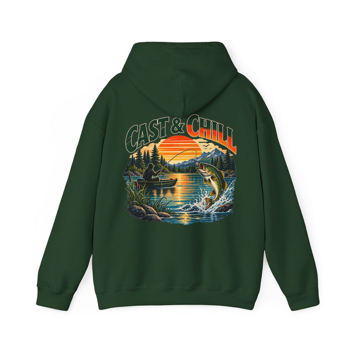Cast & Chill Back Print Hoodie – Vintage Fishing Hoodie