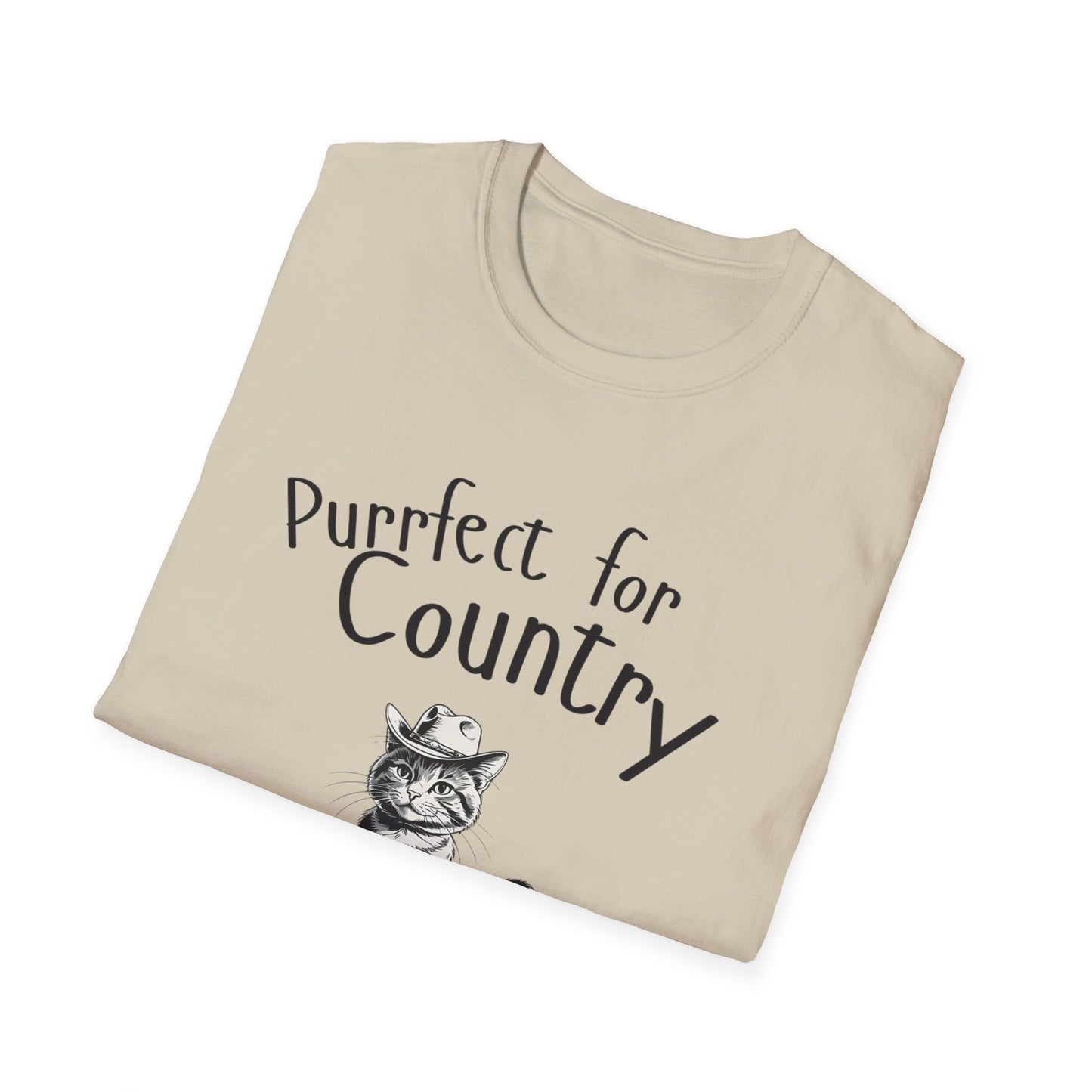 Purrfect for Country Cat Lover T-Shirt, Funny Pet Gift, Unisex Tee for Cat Owners, Cute Animal Apparel, Perfect for Birthdays, Gifts