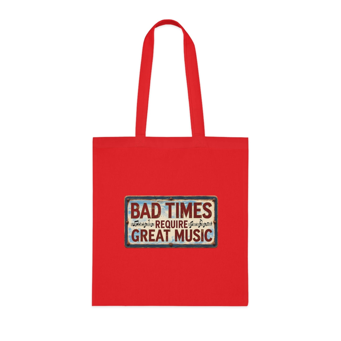 Bad Times Require Great Music Tote Bag | Vintage Music Lover Cotton Shopper | Reusable Double-Sided Shopping Bag | Festival Gift - SJM Print Store
