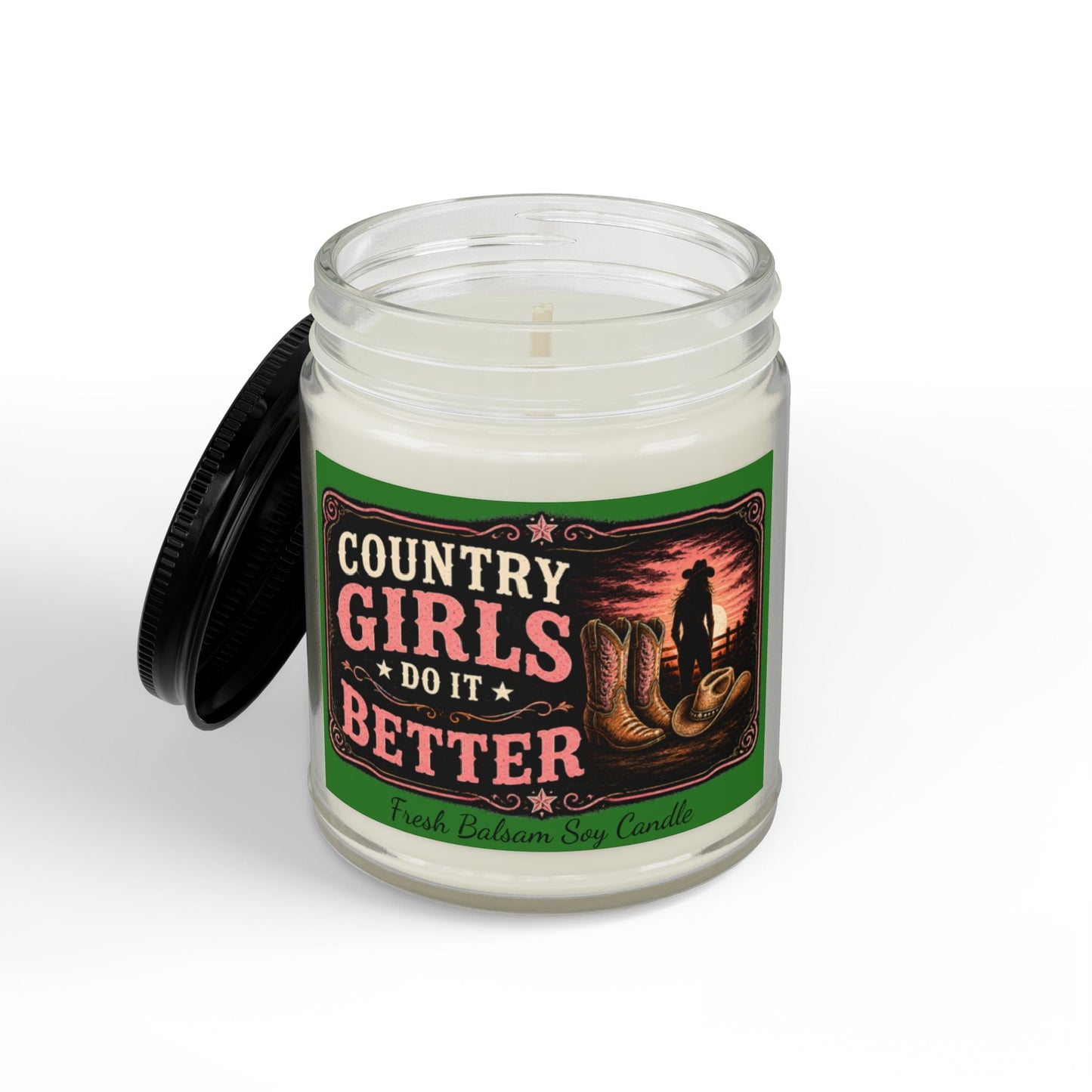 Country Girls Do It Better Fresh Balsam Scented Soy Candle - SJM Print Store