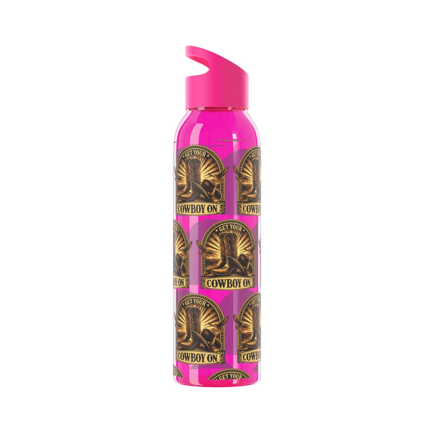 Get Your Cowboy On Water Bottle Western Boot Badge Graphics - SJM Print Store