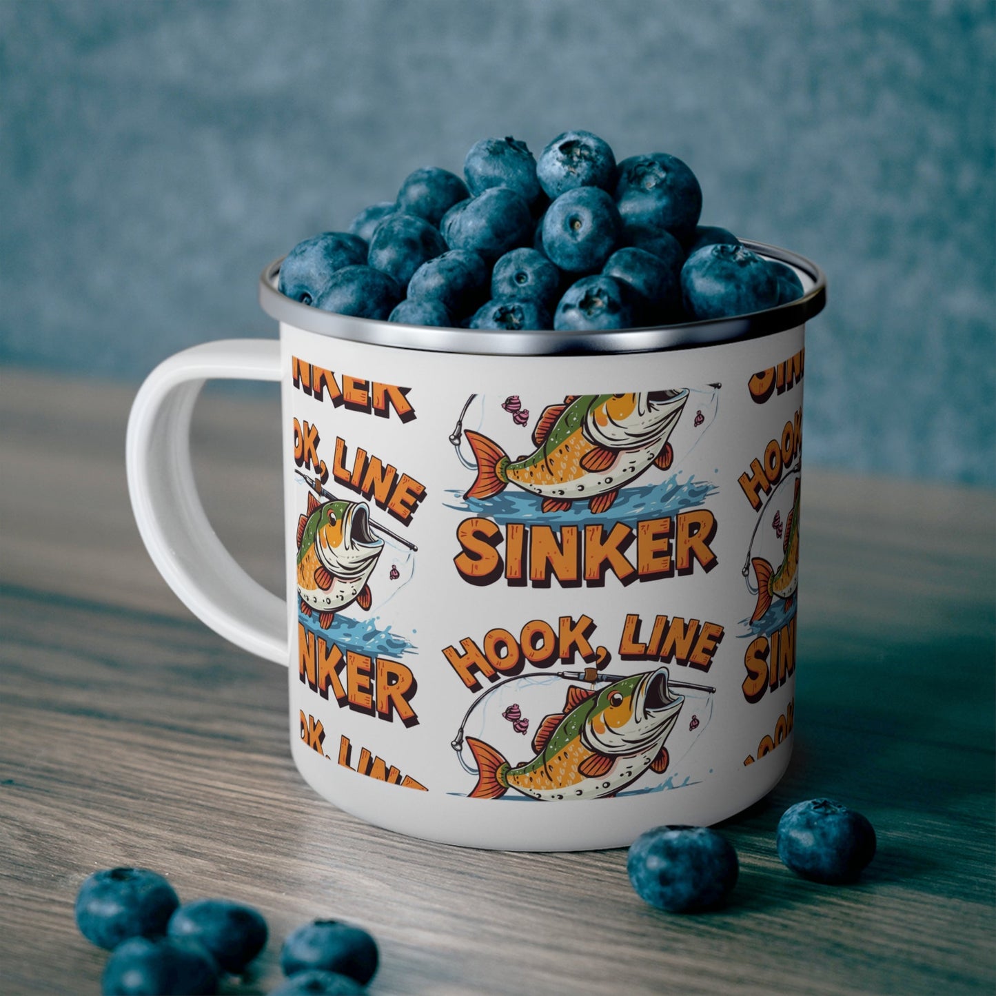 Hook, Line, Sinker — Enamel Fishing Mug - SJM Print Store