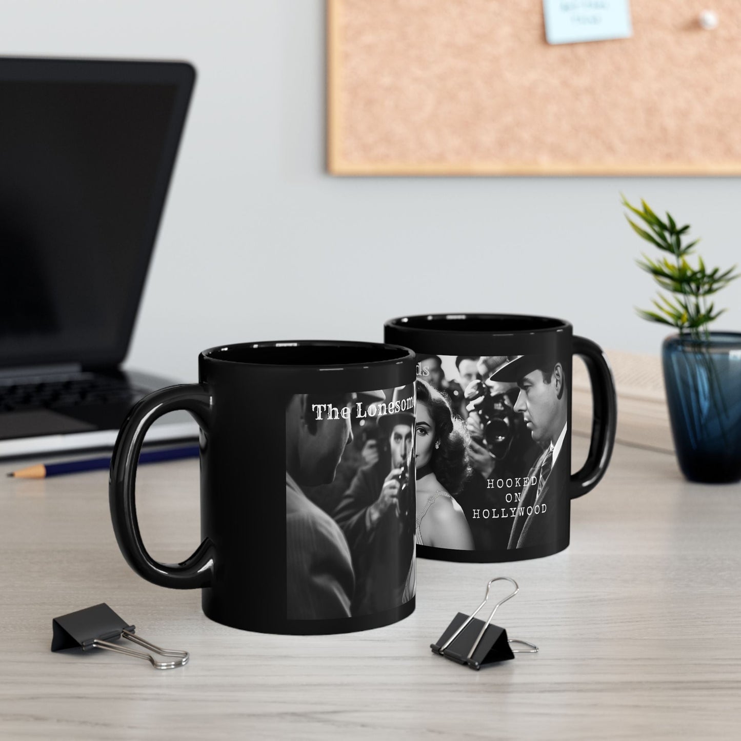 Hooked on Hollywood Black Ceramic Mug - SJM Print Store