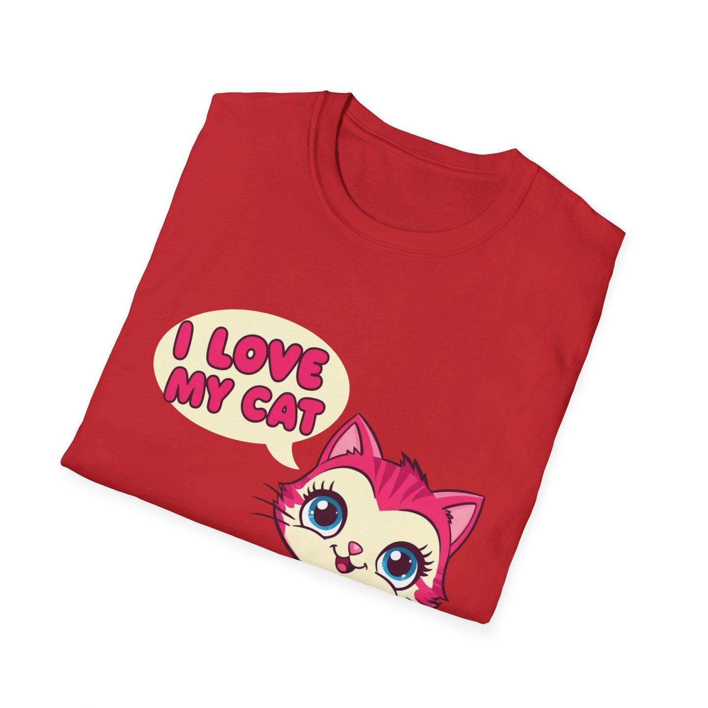 Cutesy Cat Lover T-Shirt, Unisex Tee, I Love my Cat Shirt, Cute Kitty Top, Softstyle Tee for Cat Owners