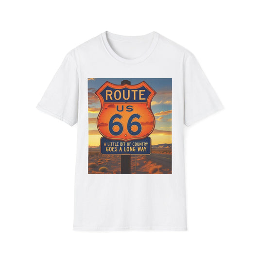 Country Route 66 Unisex Softstyle T-Shirt, Vintage Road Trip Tee, Roadtrippers Gift, Retro Travel Shirt, Americana Highway Top