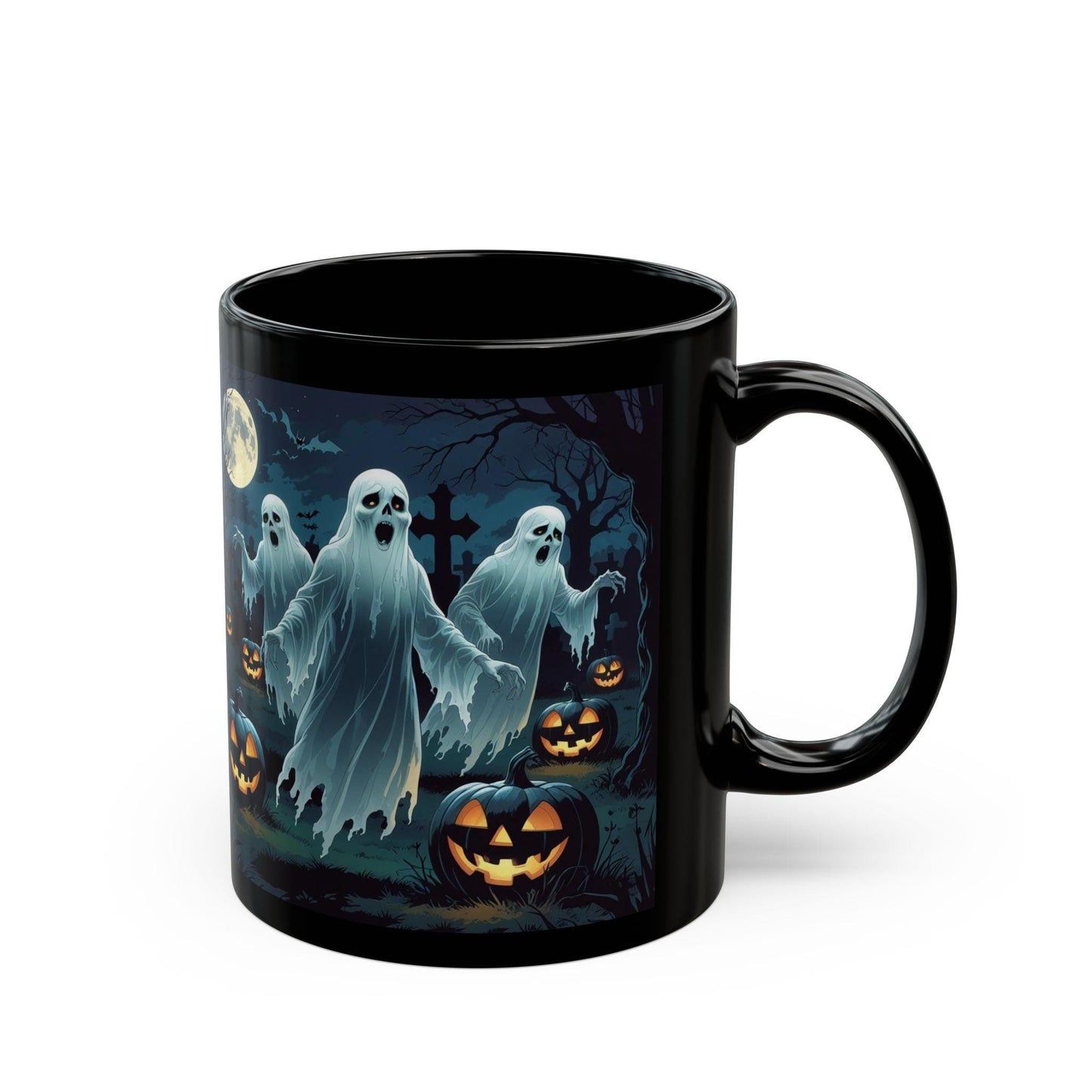 Halloween Ghost Mug: Spooky Black Mug, Halloween Decor