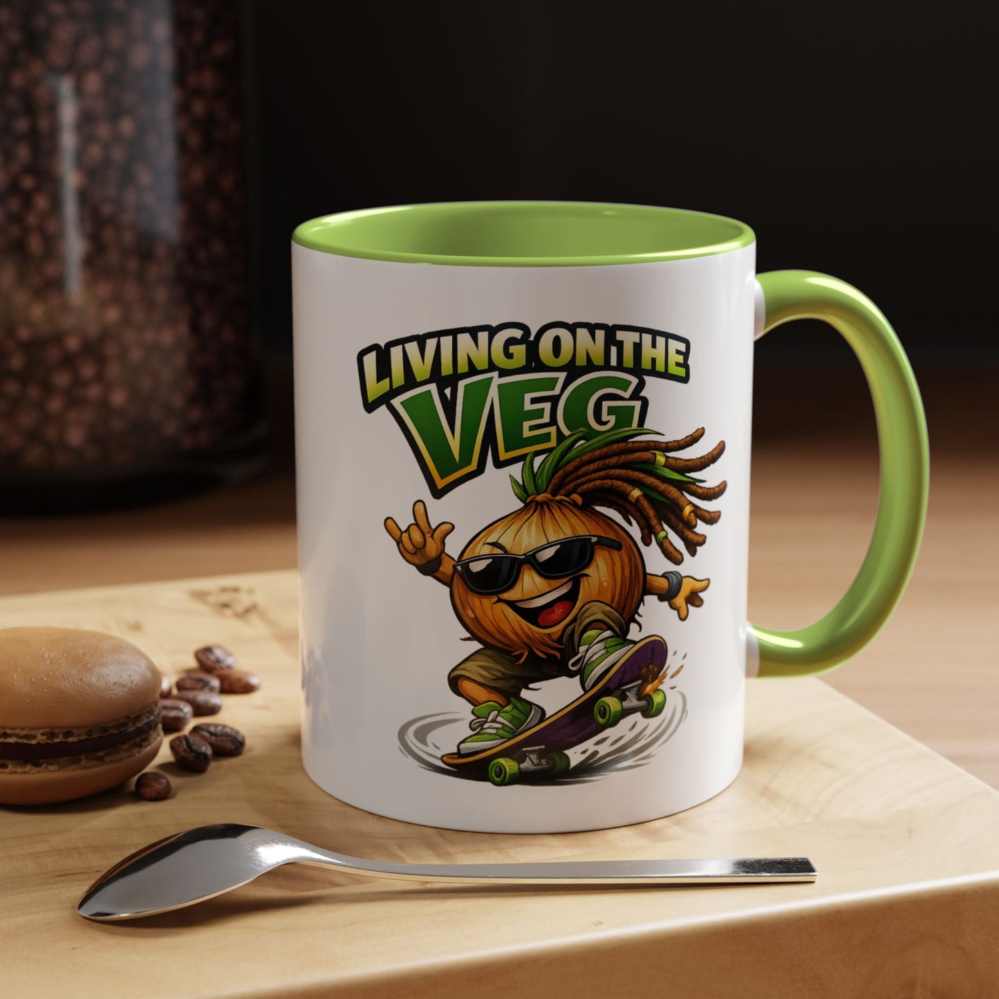 Living on the Veg Onion Skater Accent Coffee Mug - SJM Print Store