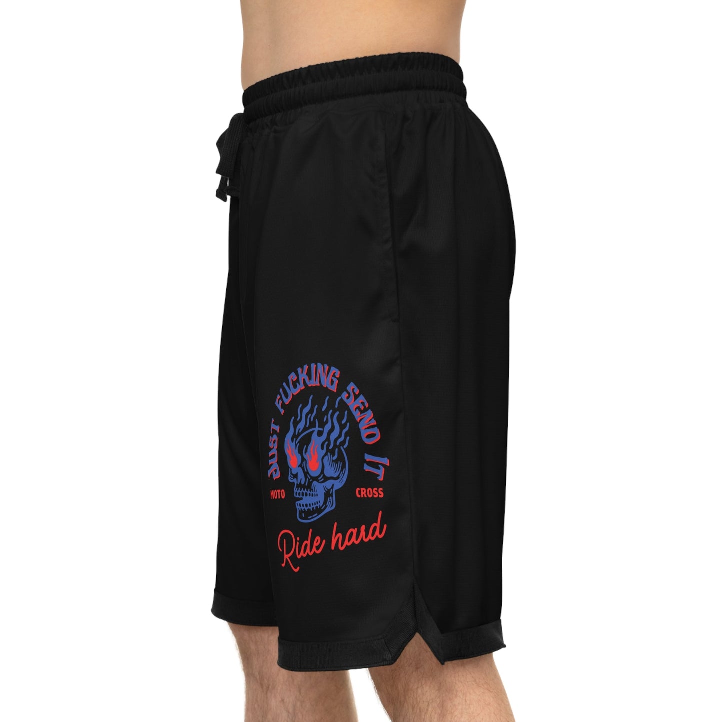 Motocross Just F'ing Send It Basketball Rib Shorts with Pockets - SJM Print Store