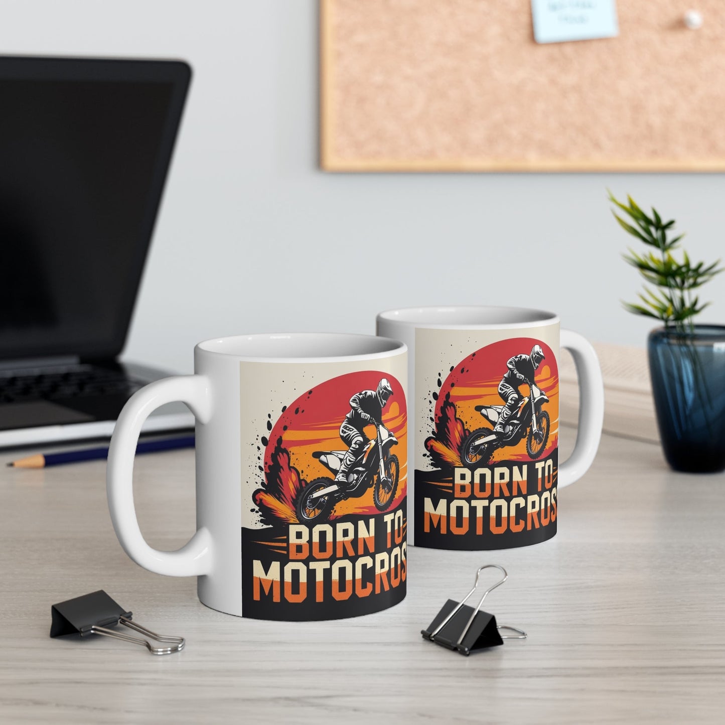 Motocross Mug - Born to Motocross Coffee or Tea Cup, Perfect Gift for Dirt Bike Lovers, Riders, Sports Fans, Birthday or Celebration - SJM Print Store