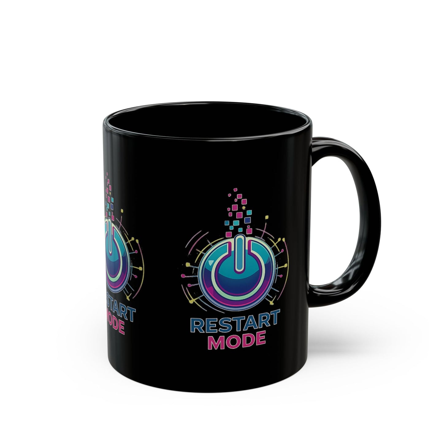 Restart Mode Black Mug | Positive Lifestyle Coffee Mug | Triple Print Ceramic Mug | Work-Life Balance Gift | 11oz Mug - SJM Print Store
