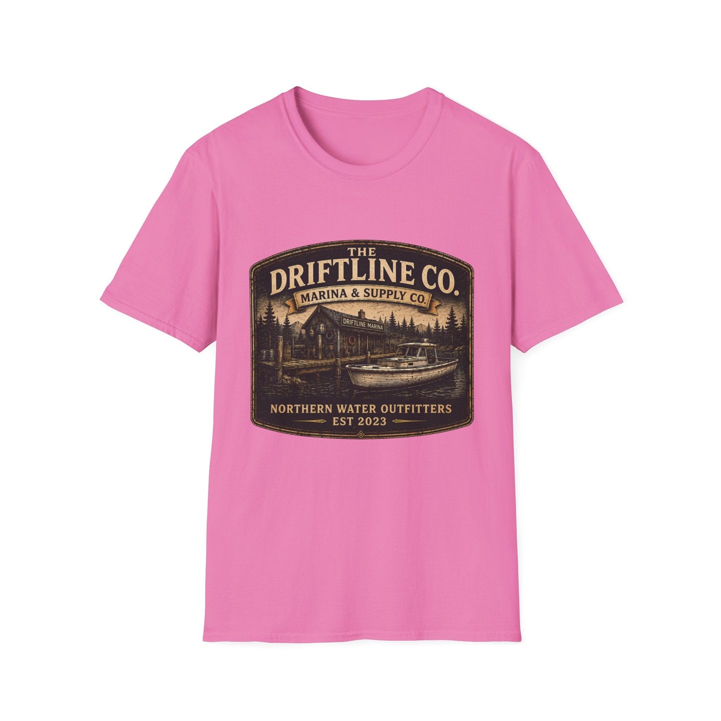 The Driftline Company Marina & Supply Co. Northern Water Outfitters Graphic T-Shirt | Vintage Fishing Tee - SJM Print Store