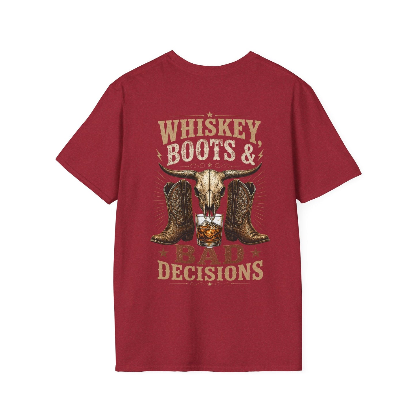 Whiskey, Boots & Bad Decisions Distressed design T-shirt - SJM Print Store
